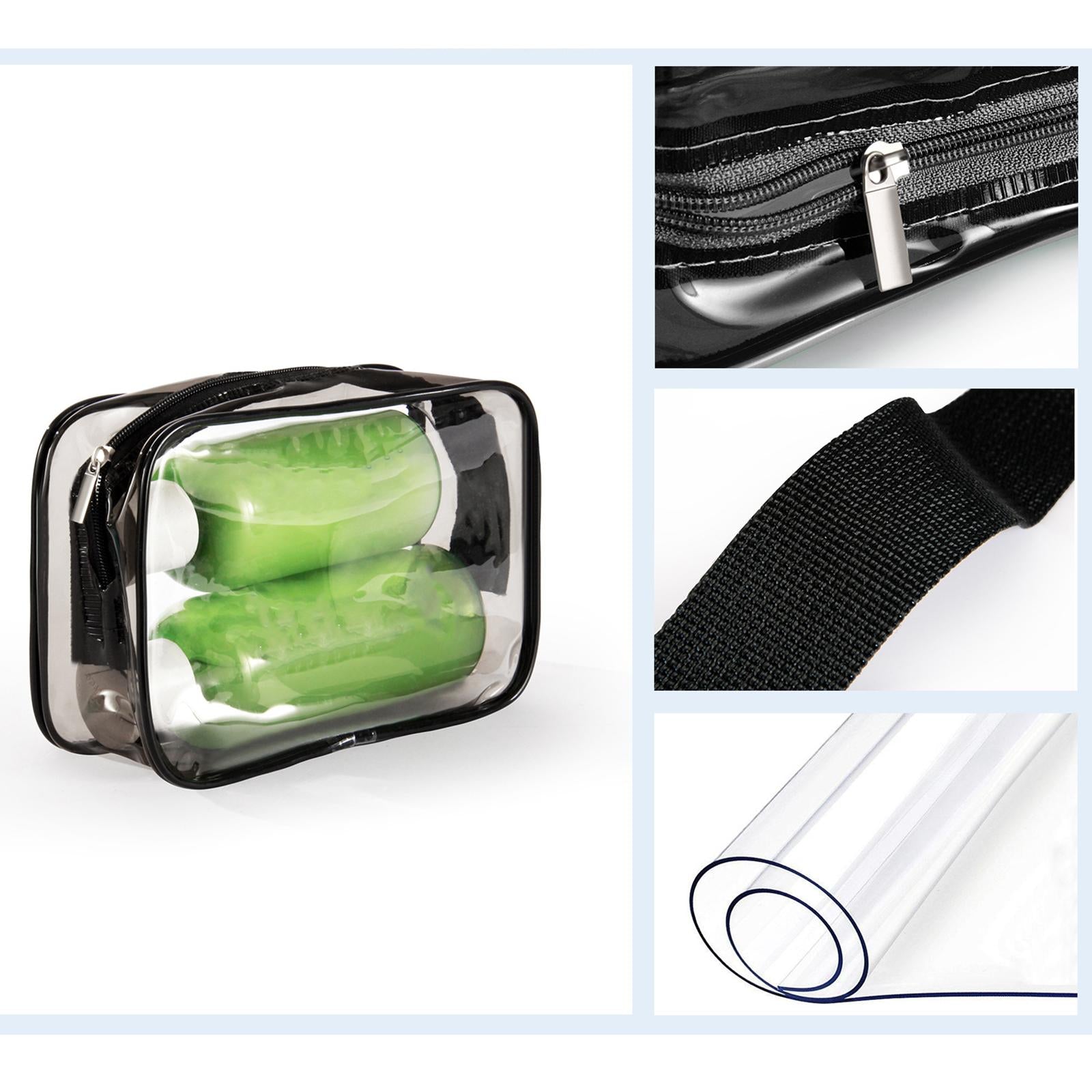 2xWaterproof Toiletry Bag Reusable Holder Container Beach Bag Clear Makeup Bag Black