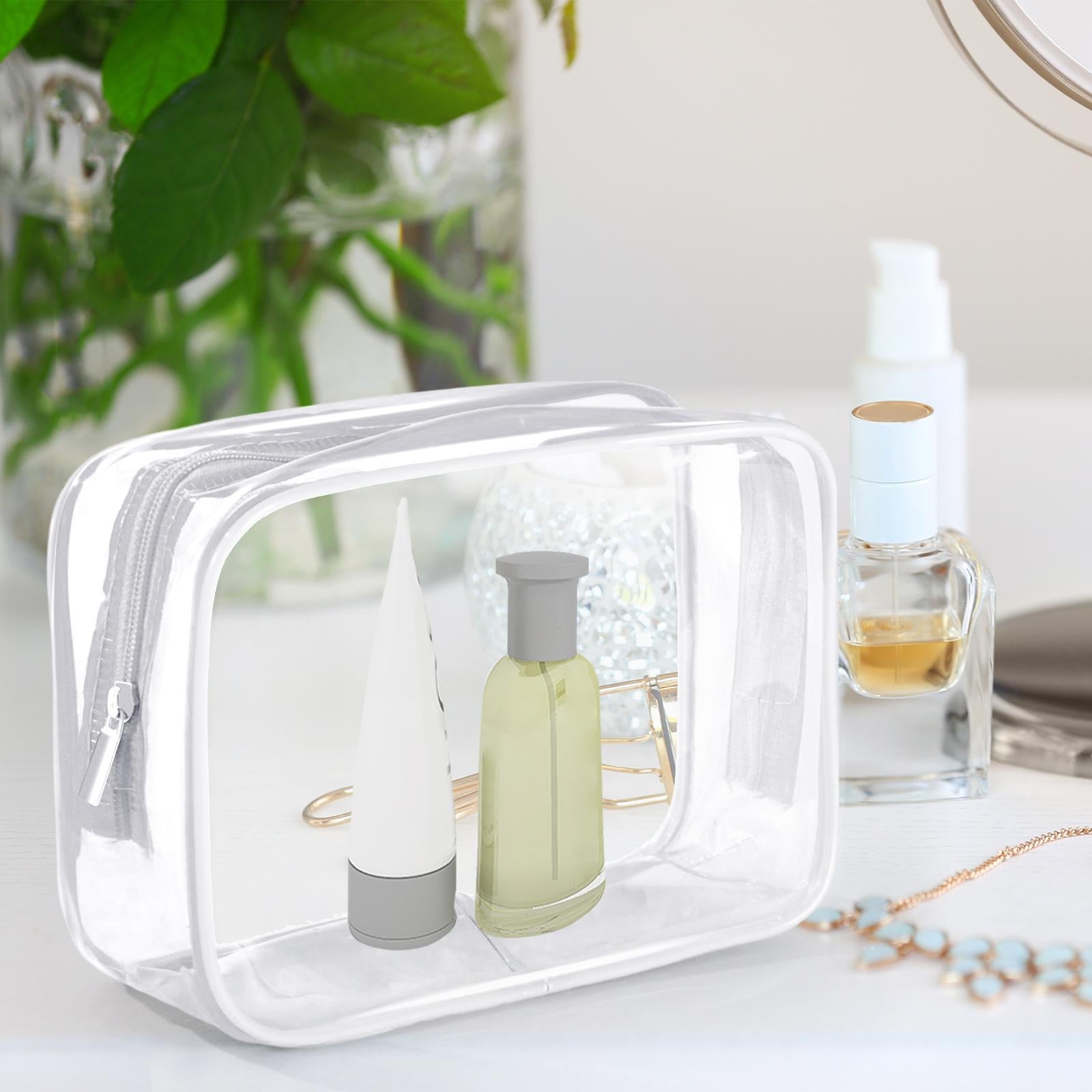 2xWaterproof Toiletry Bag Reusable Holder Container Beach Bag Clear Makeup Bag White