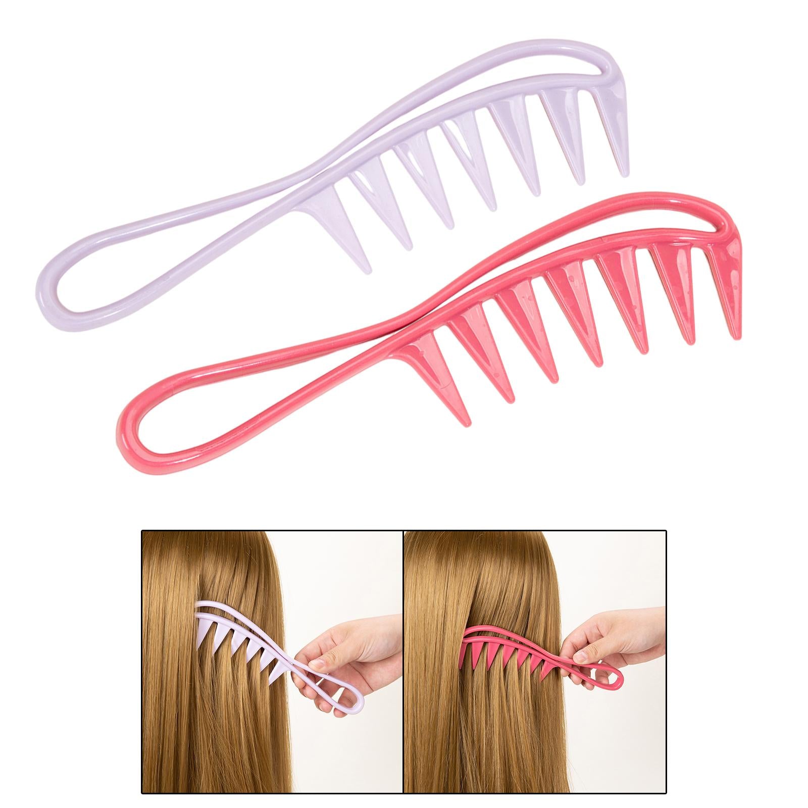 3xWide Tooth Comb Mini for Detangles Wet or Dry Hair Curly Wet Wavy Thick Hair Purple