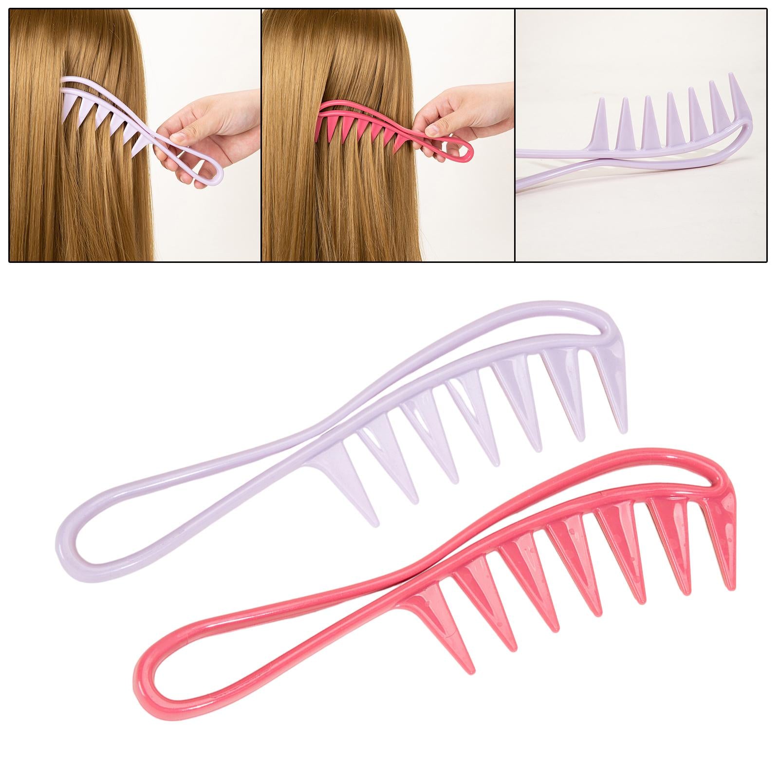 4xWide Tooth Comb Mini for Detangles Wet or Dry Hair Curly Wet Wavy Thick Hair Purple