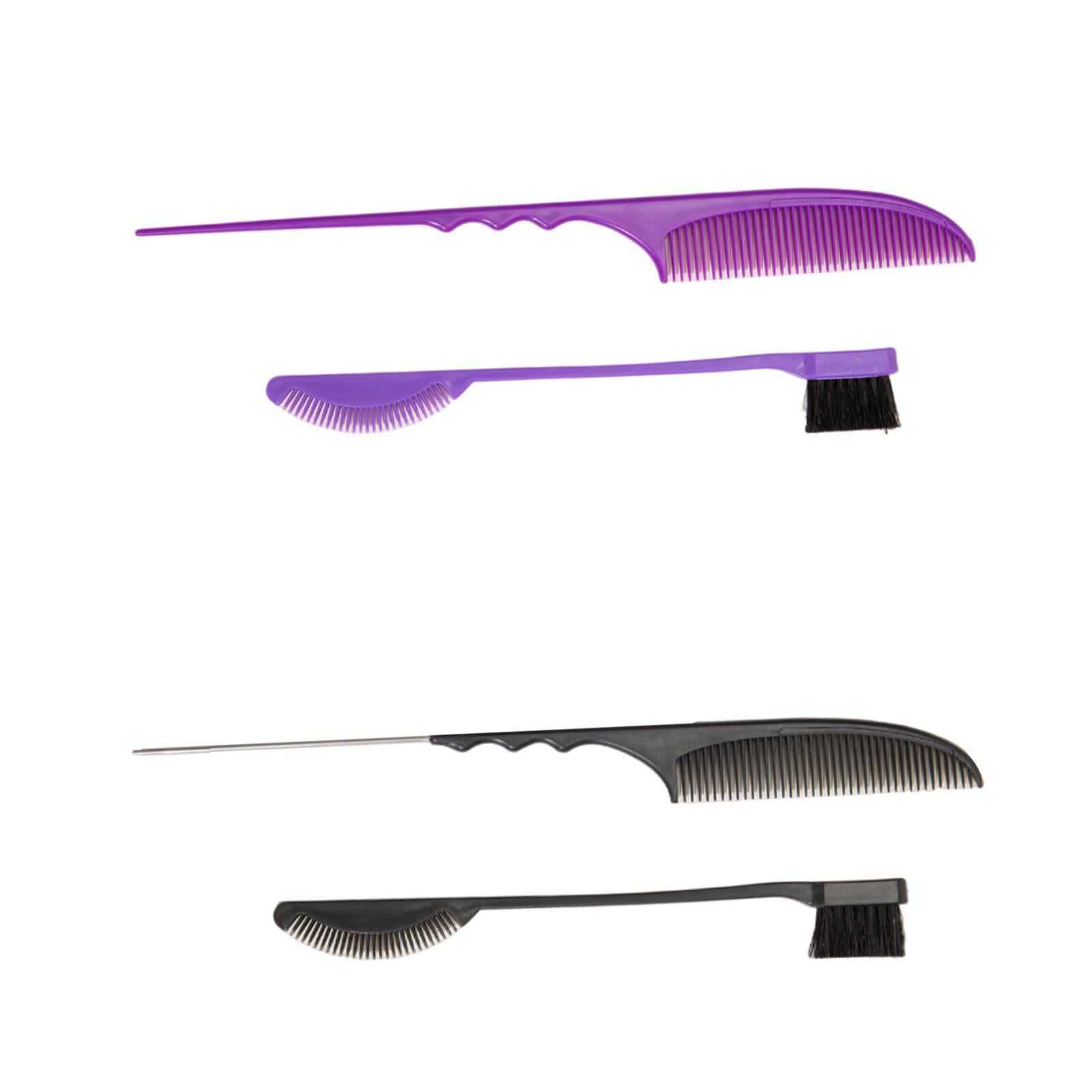 3xHair Styling Comb Set Rat Tail Comb Teasing Comb Brush Set for Women Teasing Violet