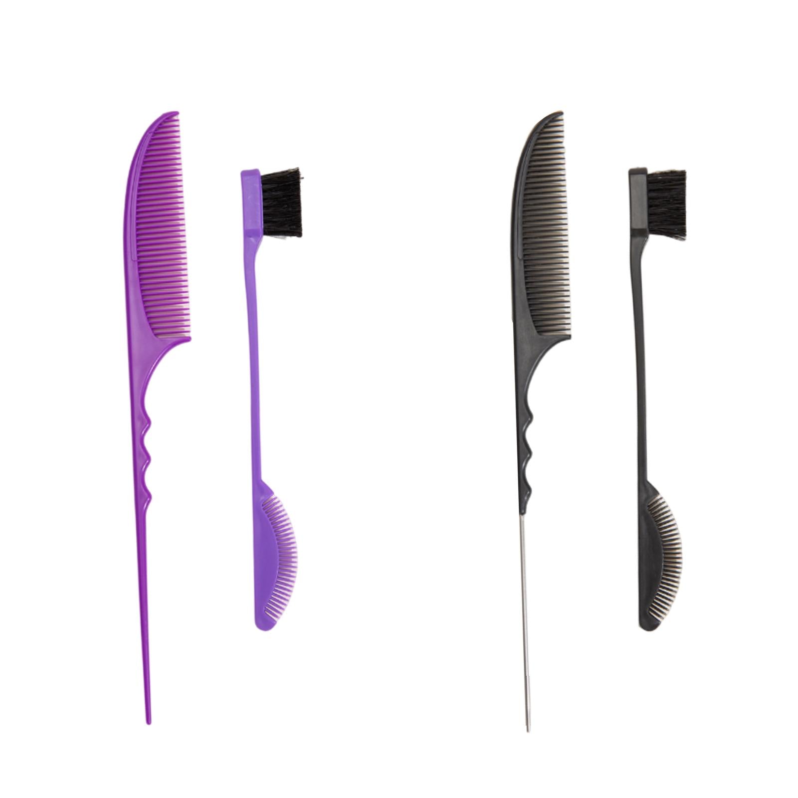 3xHair Styling Comb Set Rat Tail Comb Teasing Comb Brush Set for Women Teasing Violet