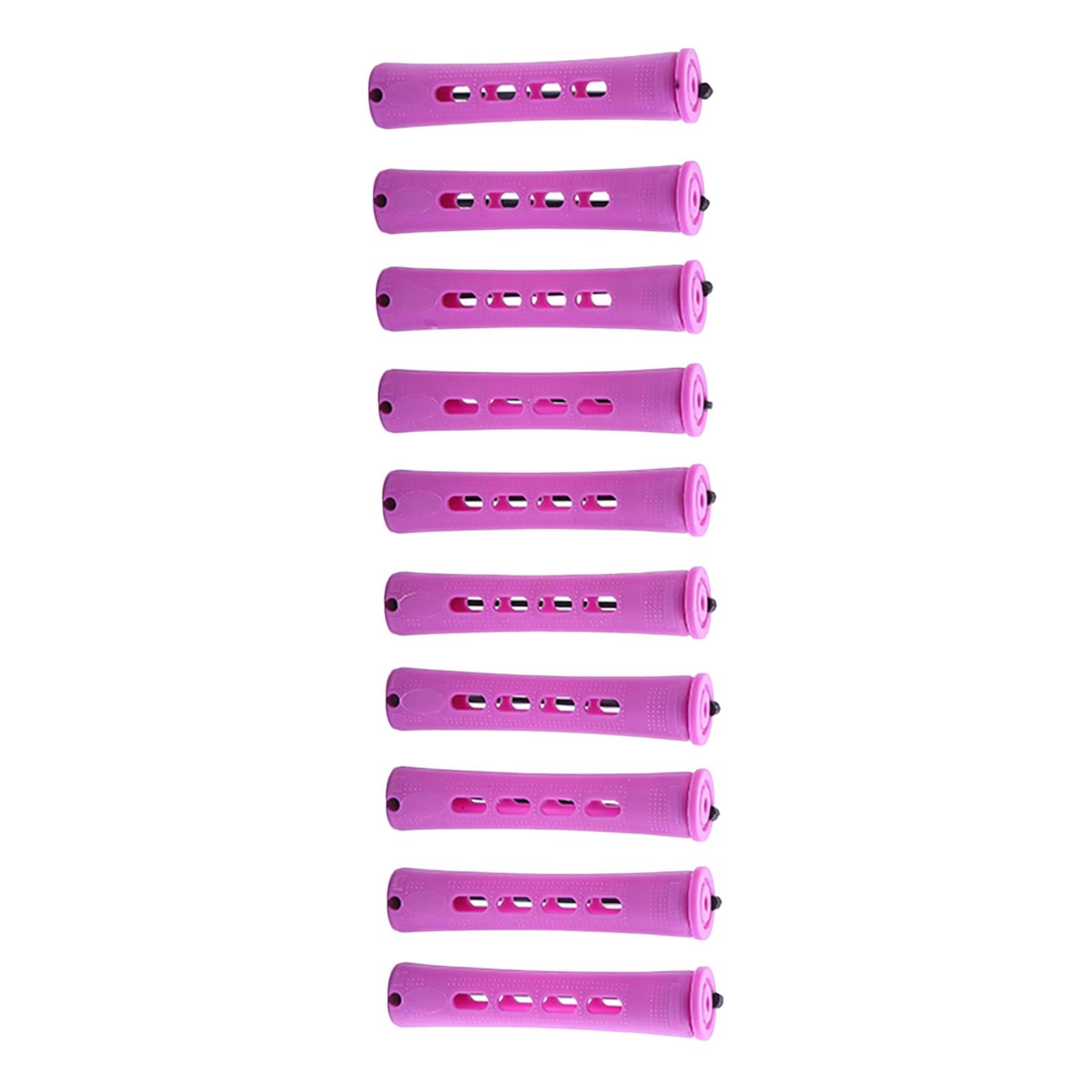 3x10 Pieces Cold Wave Rods with Rubber Bands and Cover Plum Red Hair Perm Rods