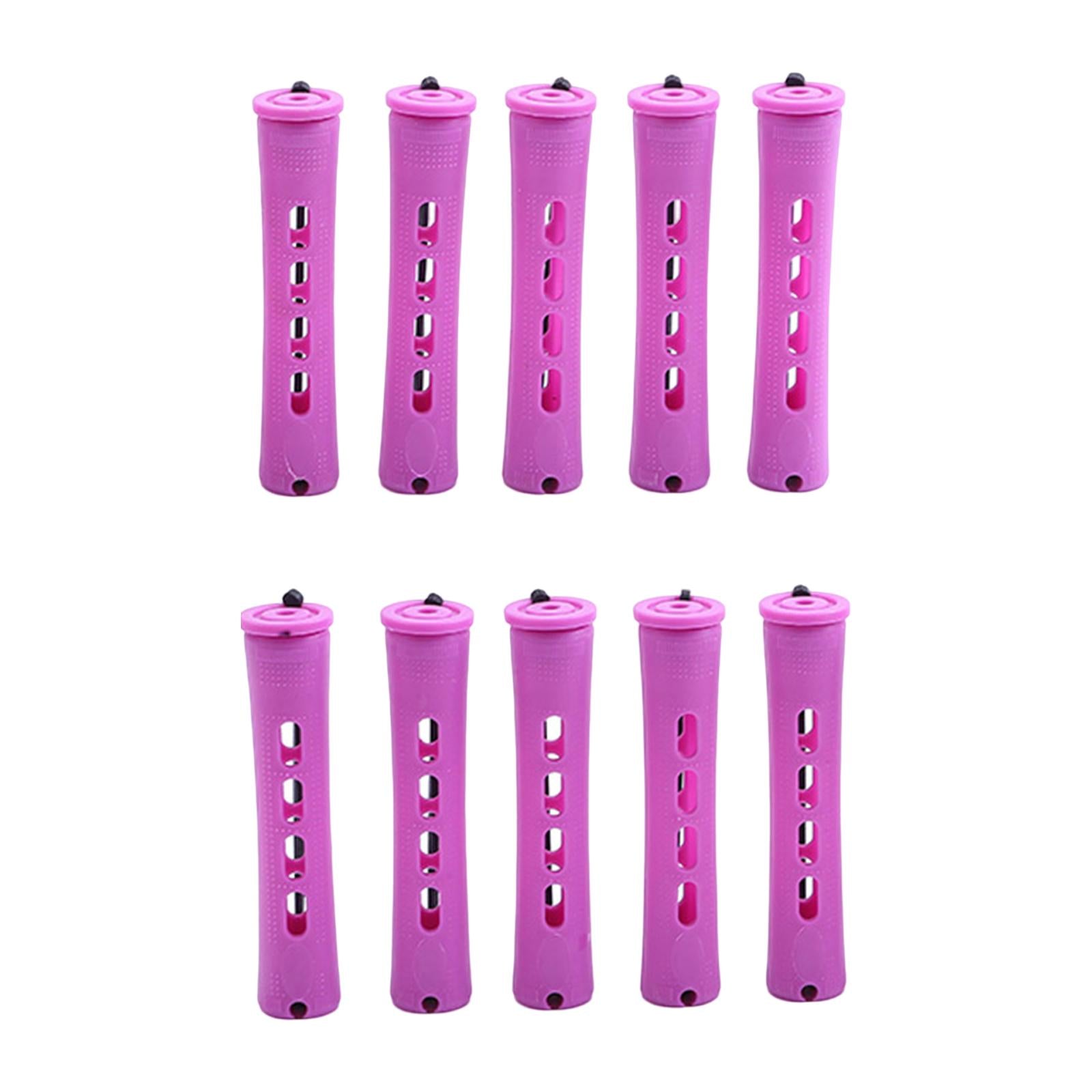 2x10 Pieces Cold Wave Rods with Rubber Bands and Cover Plum Red Hair Perm Rods