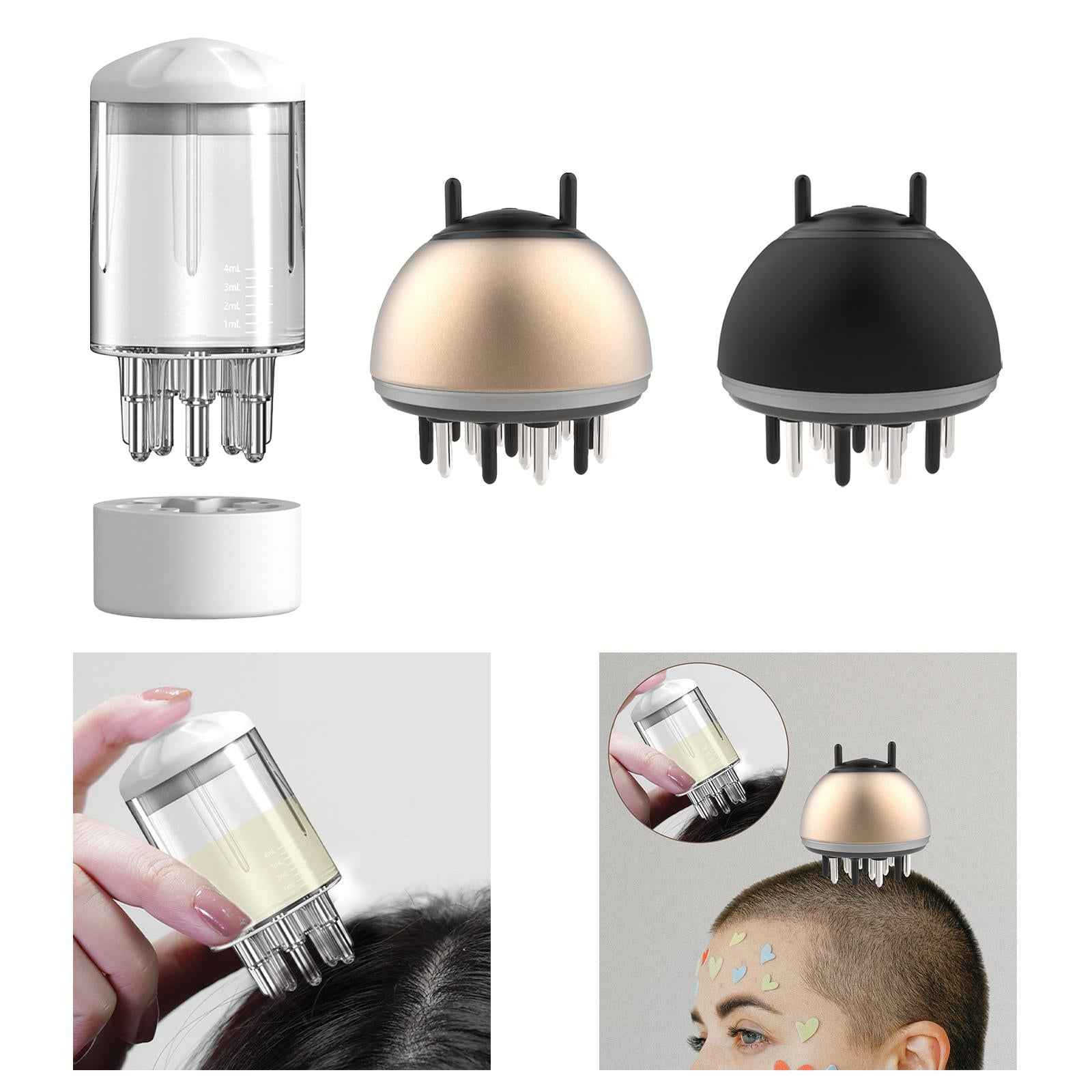 Scalp Applicator Comb Compact Hair Liquid Root Comb for Hair Groth Serum Oil 5 Pins with scale