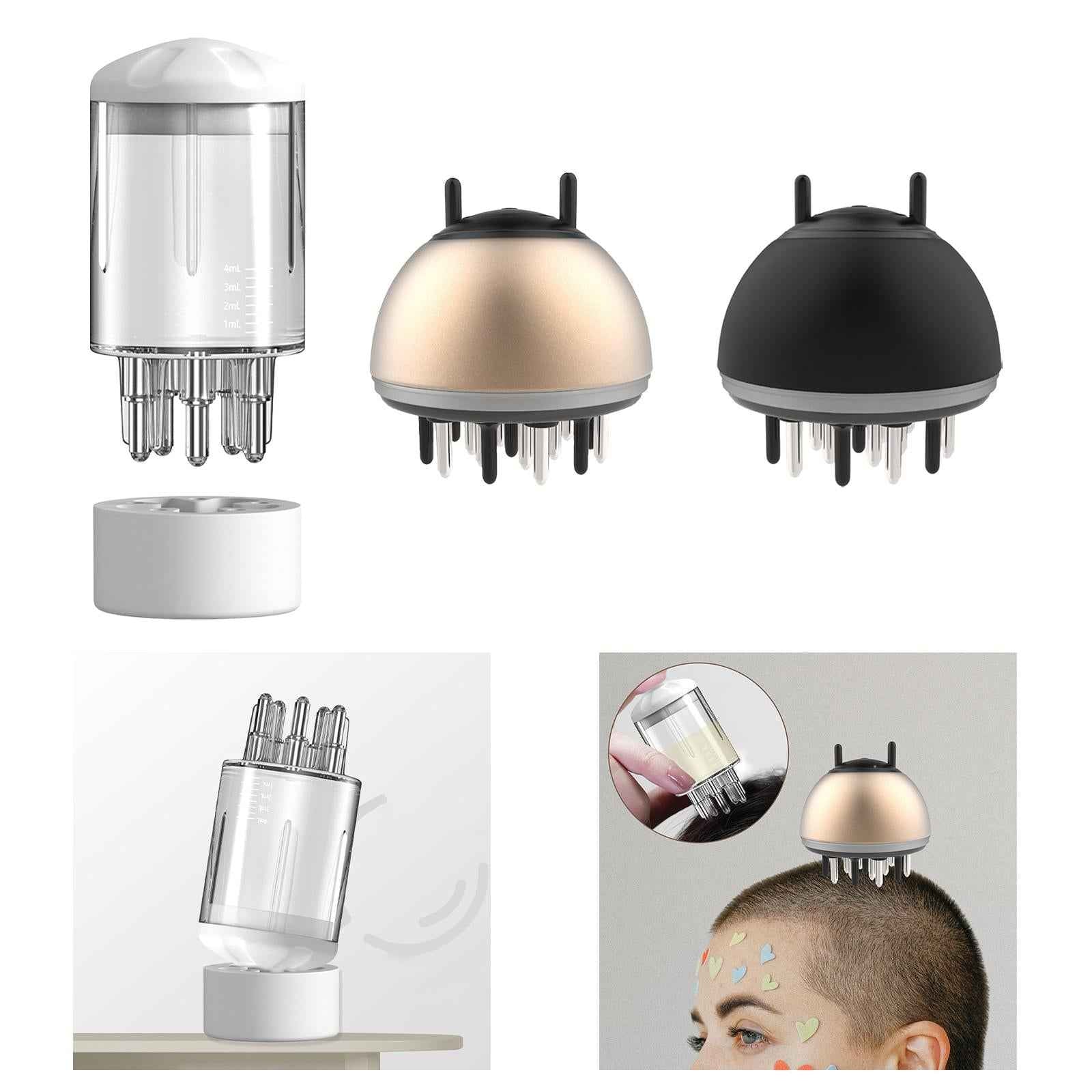 Scalp Applicator Comb Compact Hair Liquid Root Comb for Hair Groth Serum Oil 5 Pins with scale