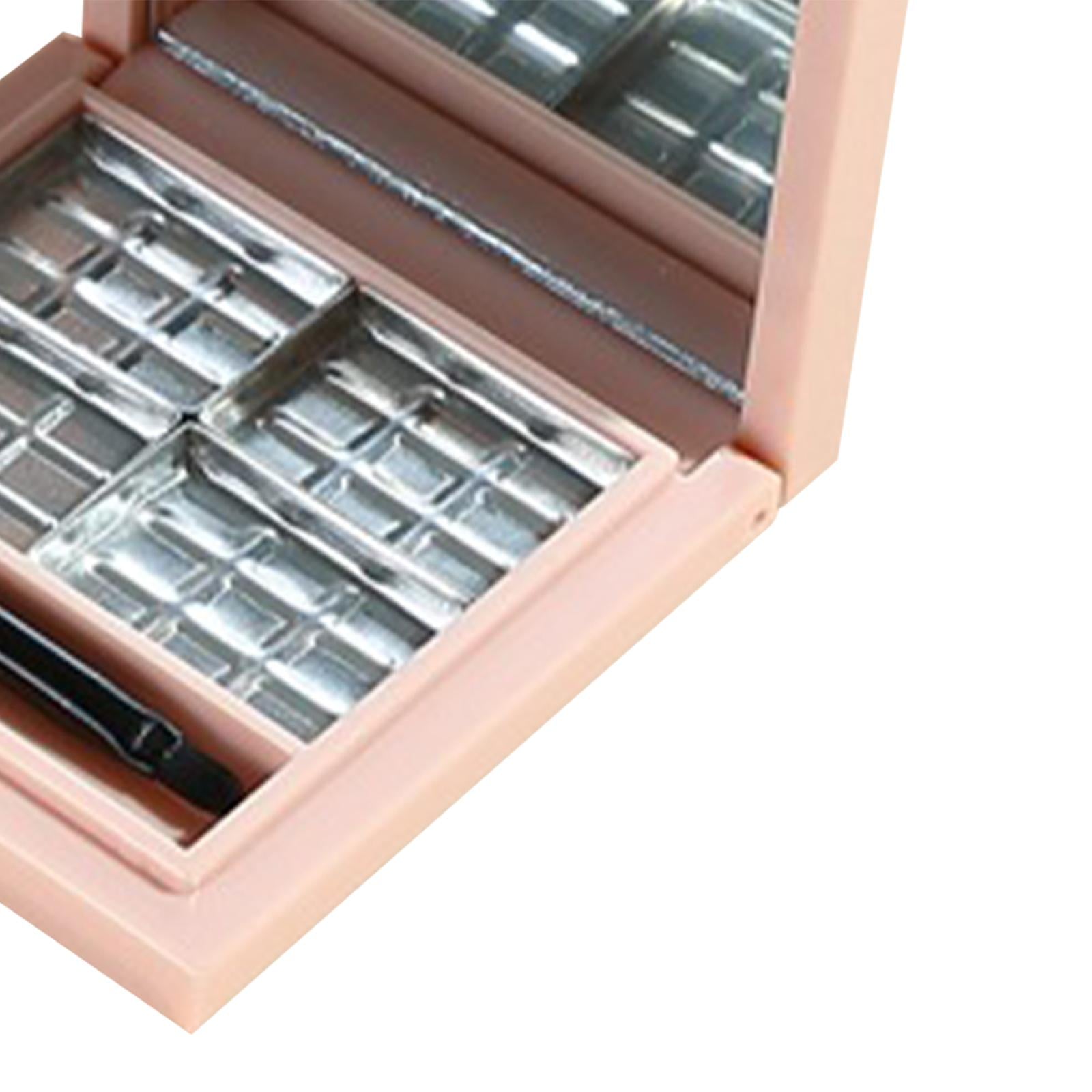 4xEmpty Eyeshadow Palette Storage Box with Mirror and Brush Slot Square Pallet 4 Slot