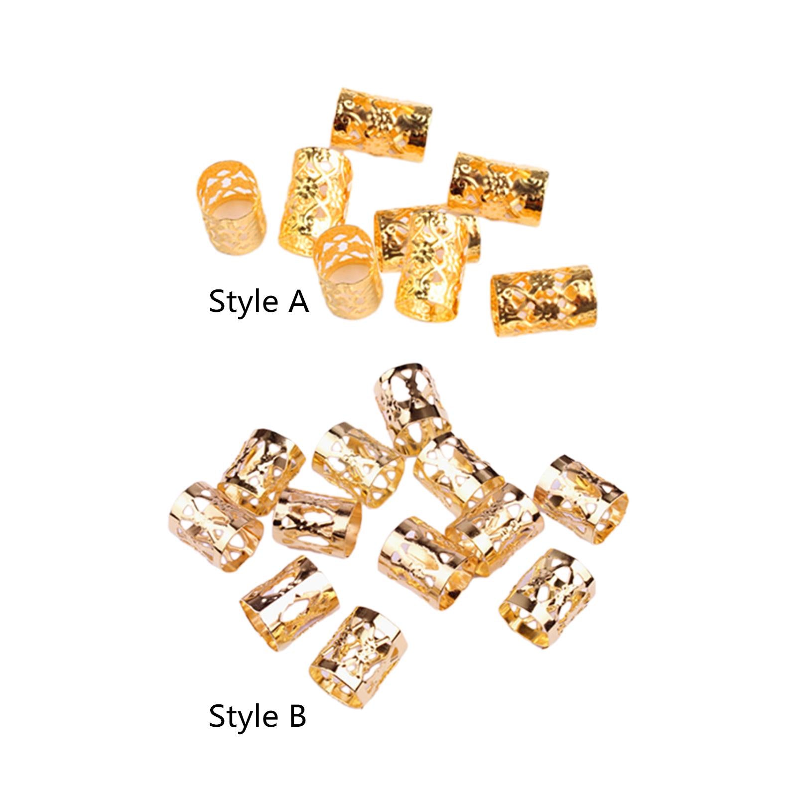 4x100 Pieces Dreadlocks Beads Metal Clips Cuffs Rings for Braids Hair Braiding Style A