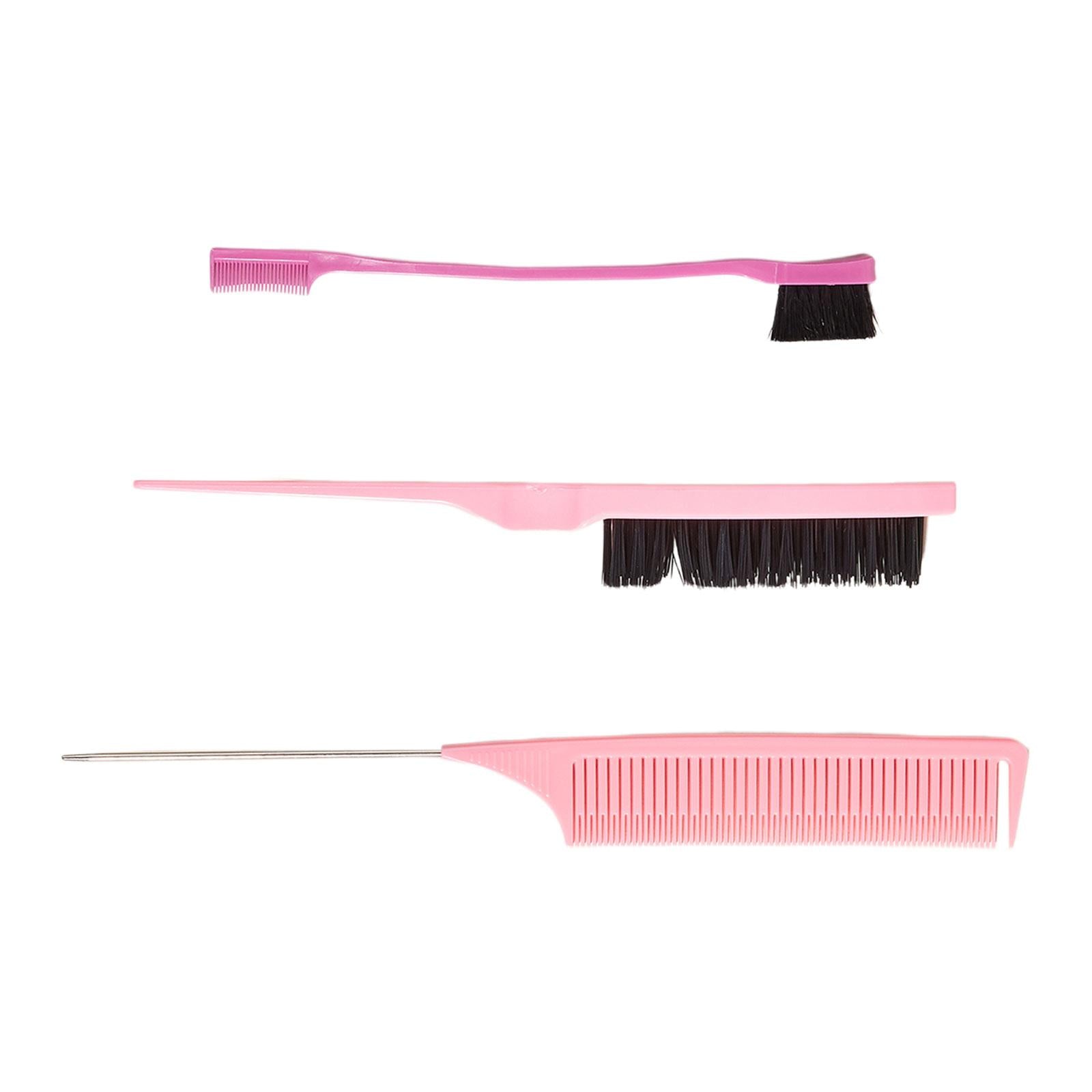 2x3Pcs Hair Styling Comb Set Slick Back Hair Brush Set Double Sided Edge Brush