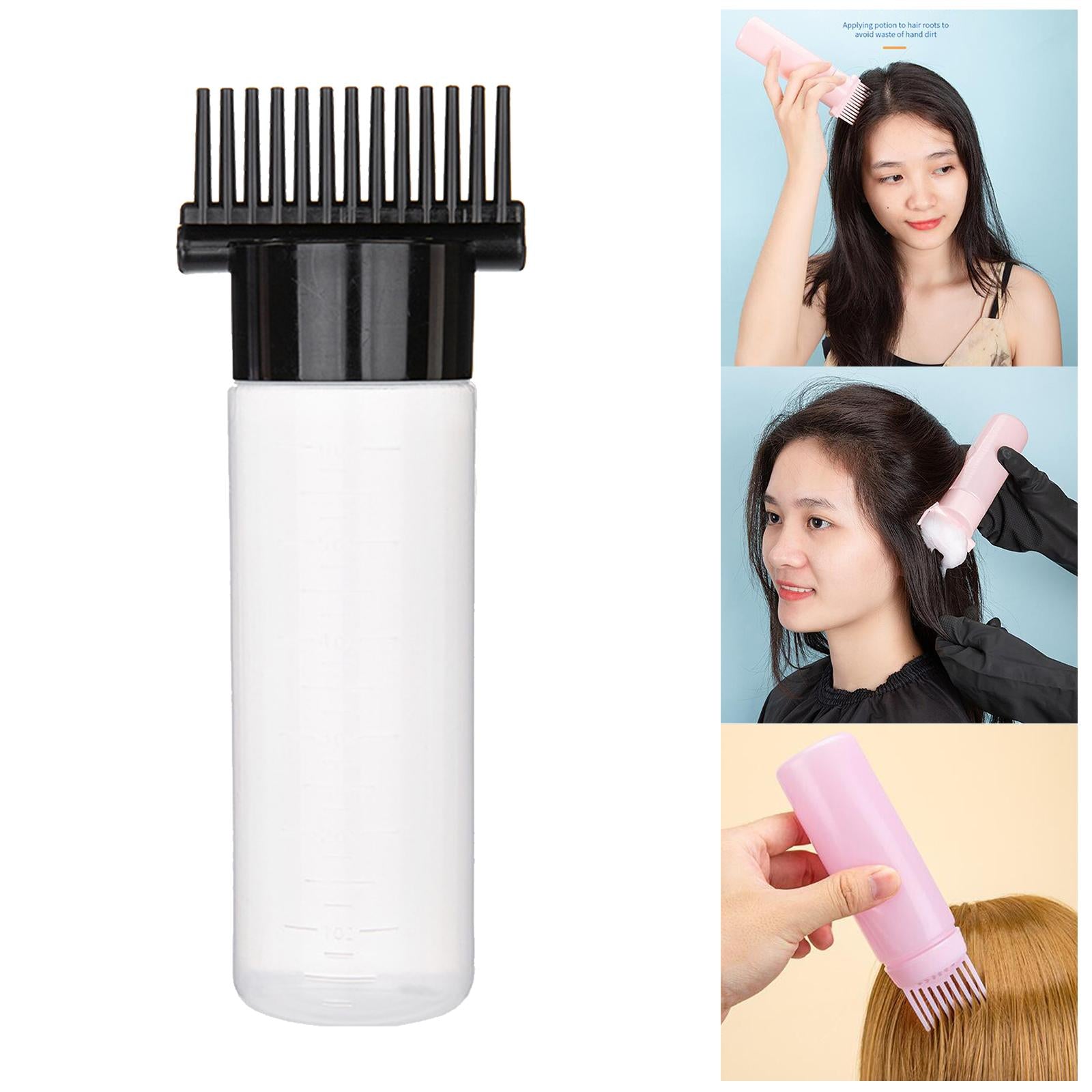 3xRoot Comb Applicator Bottle Perming Tools Hair Dye Bottle Brush for Home DIY Black