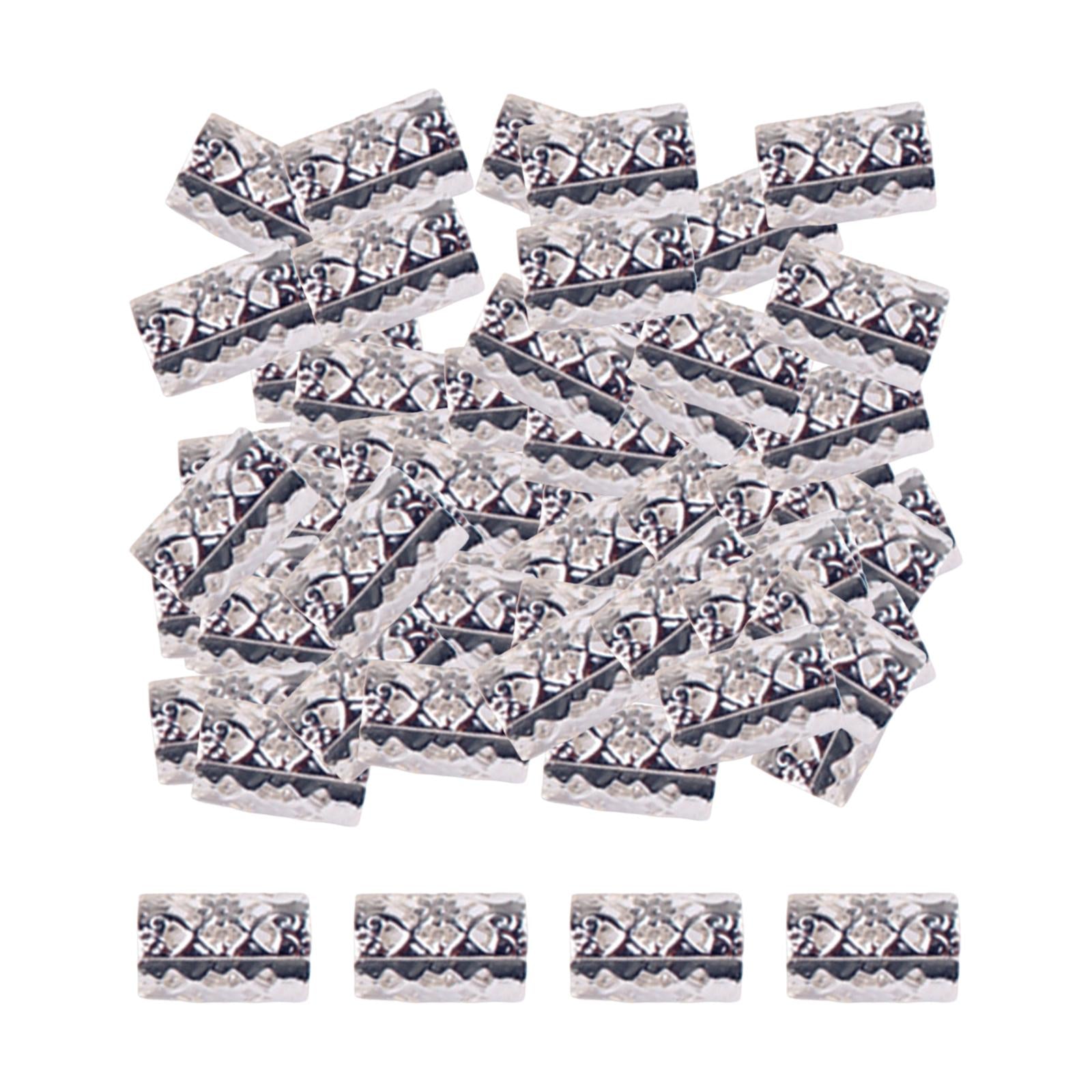 2x100x Dreadlocks Beads Rings Hair Accessories for Women and Men Hair Braiding Silver 10mmx15mm