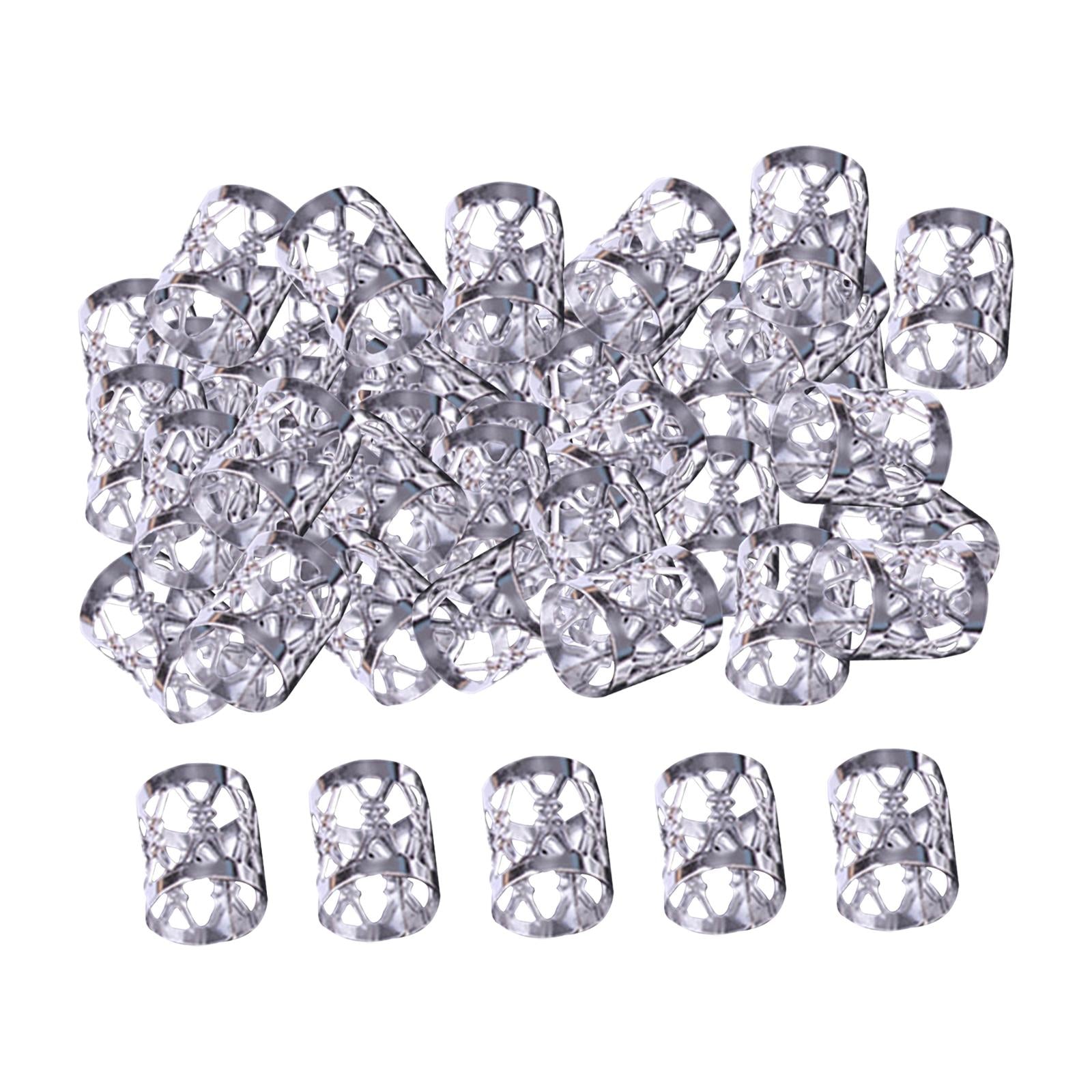 4x100x Dreadlocks Beads Rings Hair Accessories for Women and Men Hair Braiding Silver 8mmx9mm
