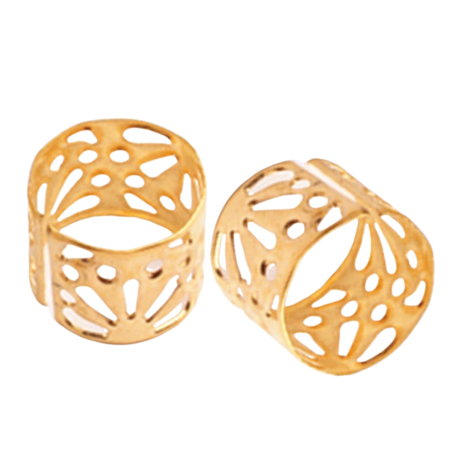 2x100Pcs Dreadlocks Beads Hollow Pattern for Beard Decoration Braids Women Men Golden