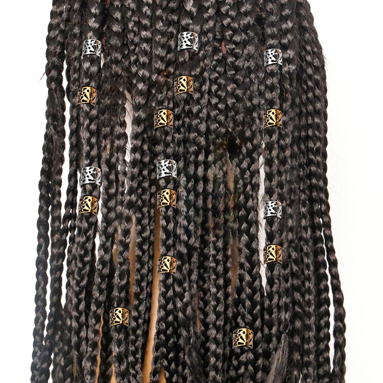 4x100Pcs Dreadlocks Beads Hollow Pattern for Beard Decoration Braids Women Men Golden