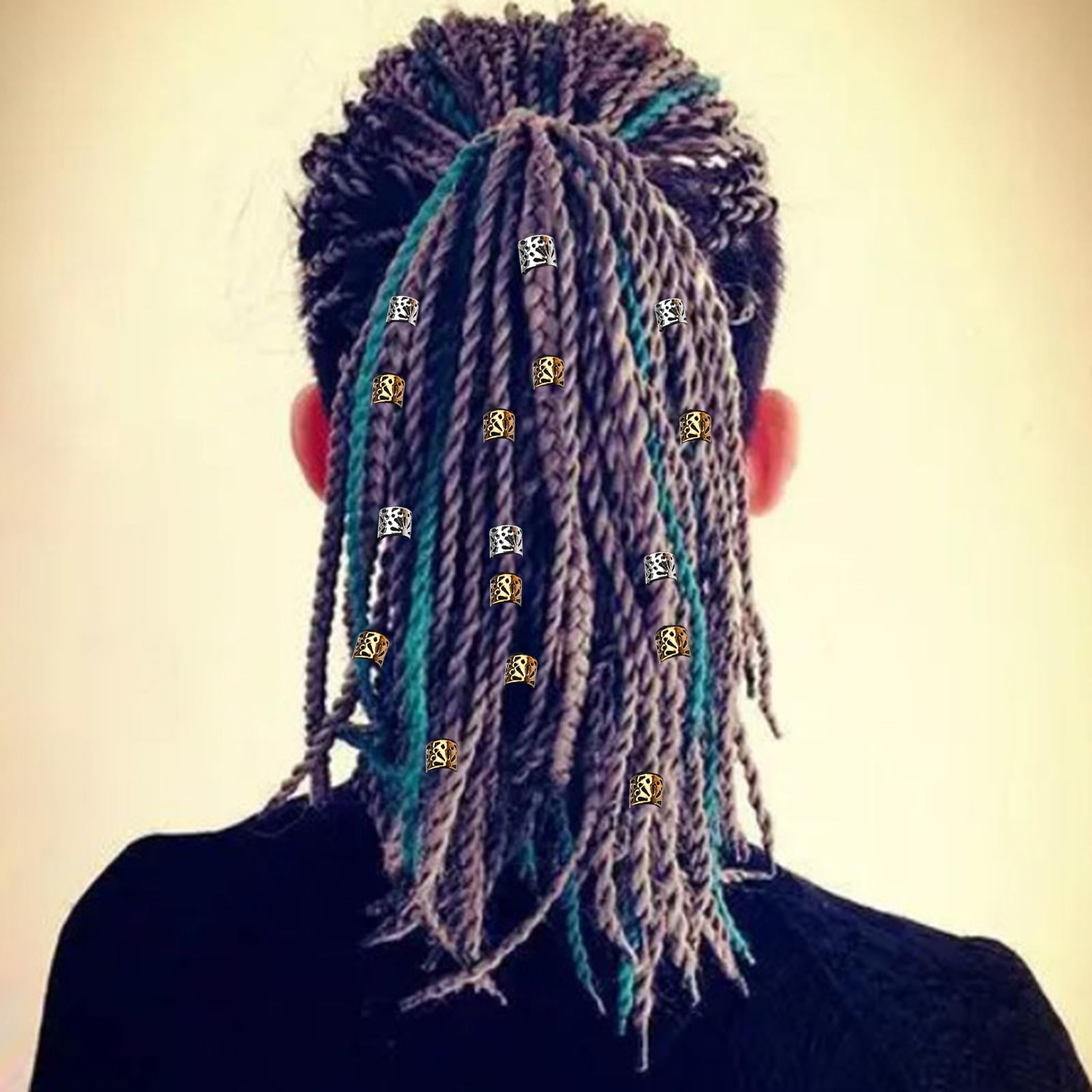 4x100Pcs Dreadlocks Beads Hollow Pattern for Beard Decoration Braids Women Men Golden