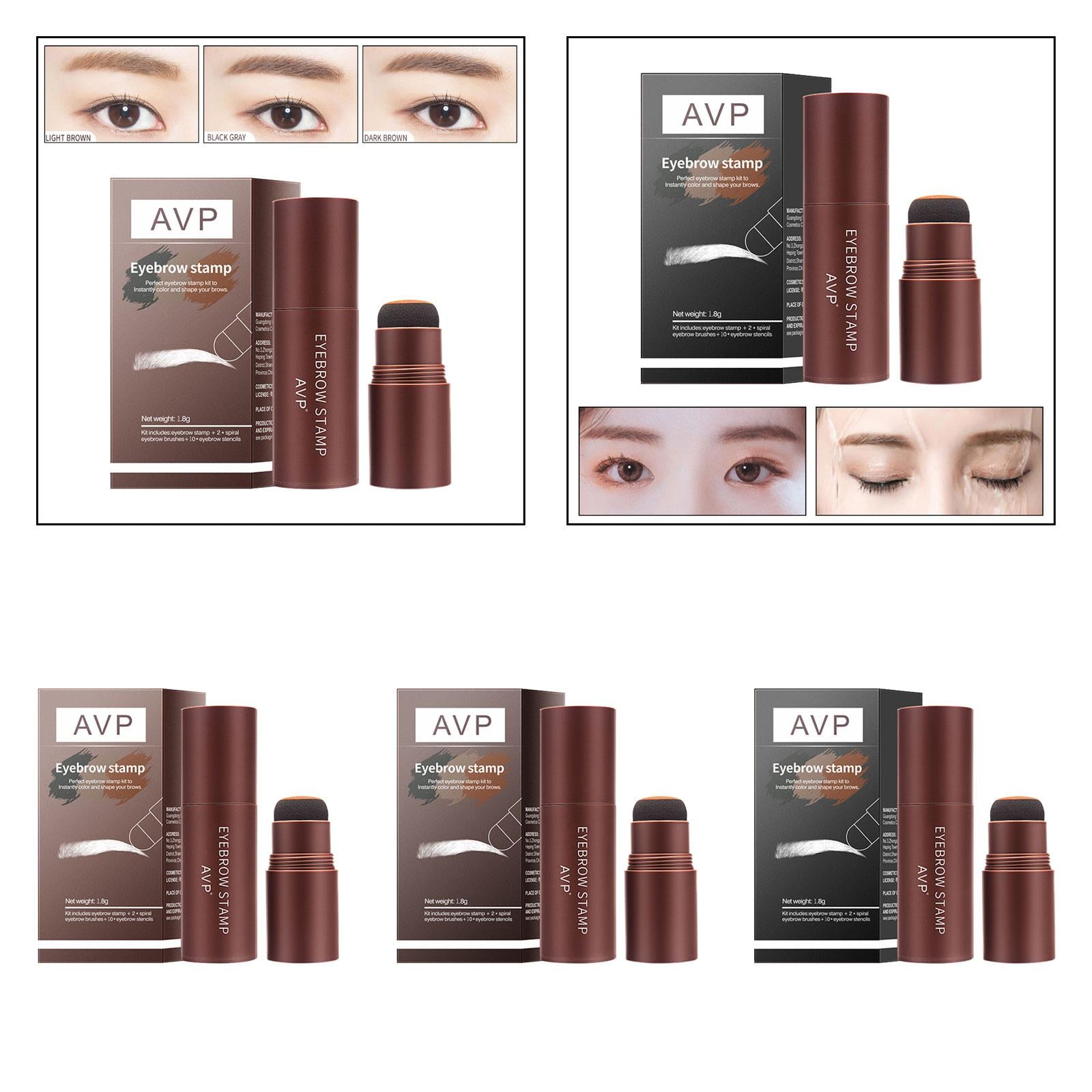 4xEyebrow Stamp Stencil Kit Eyebrow Stamp Shaping Kit for Girls Starters Women Light Brown
