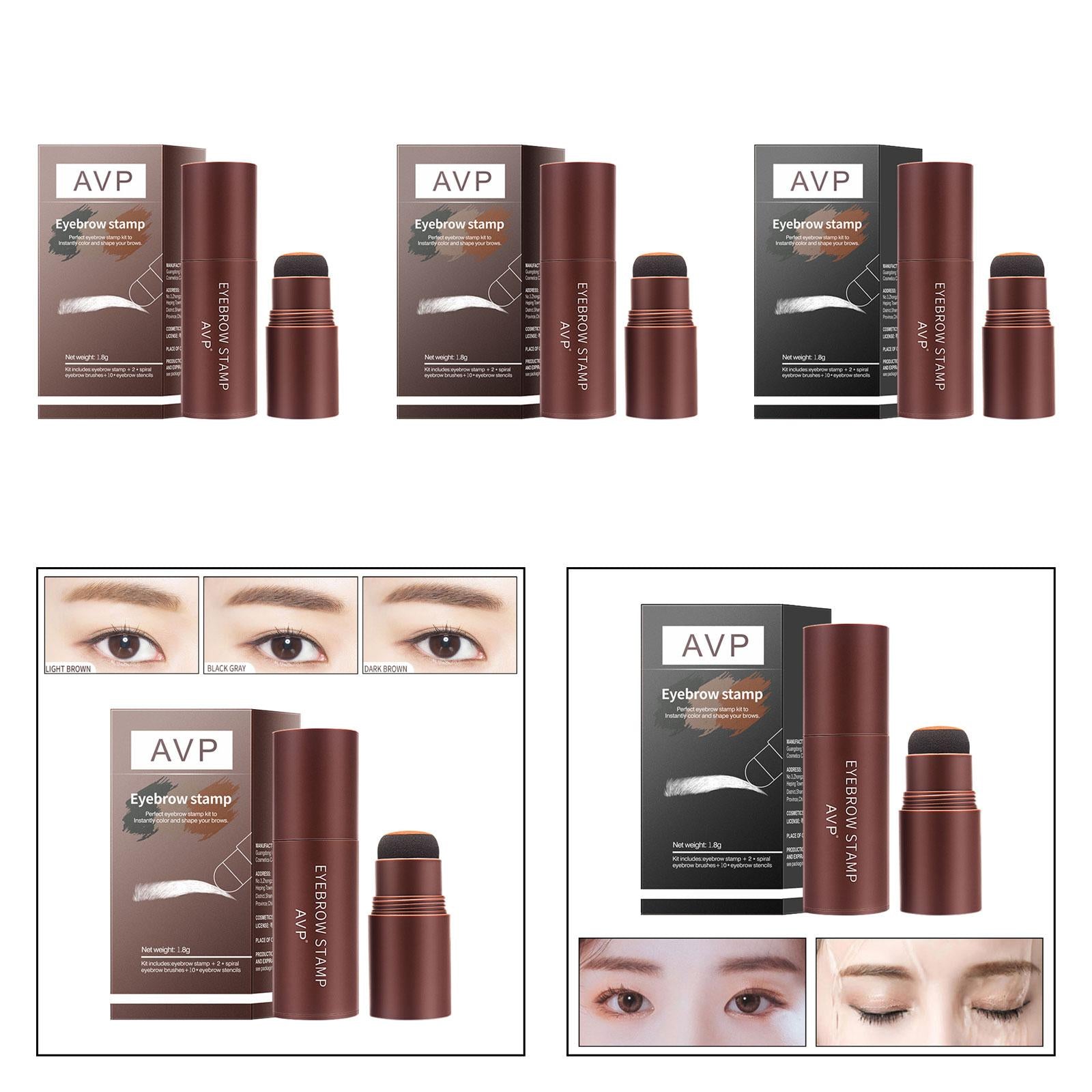 3xEyebrow Stamp Stencil Kit Eyebrow Stamp Shaping Kit for Girls Starters Women Light Brown