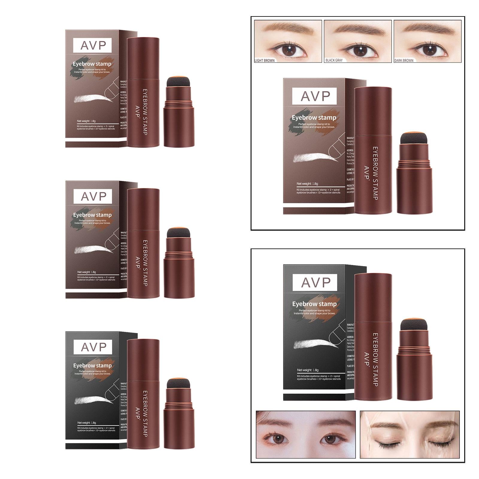 3xEyebrow Stamp Stencil Kit Eyebrow Stamp Shaping Kit for Girls Starters Women Light Brown