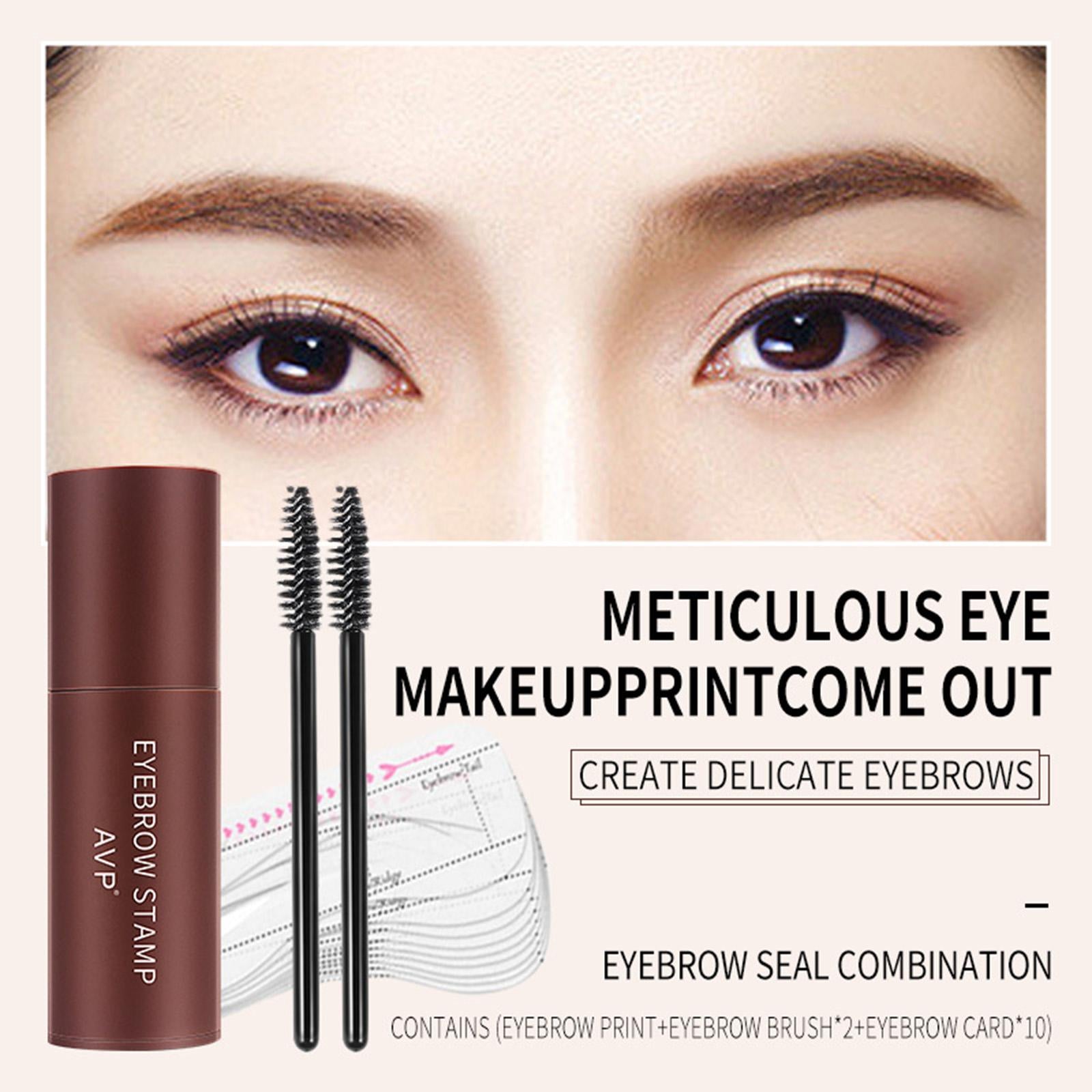 4xEyebrow Stamp Stencil Kit Eyebrow Stamp Shaping Kit for Girls Starters Women Light Brown