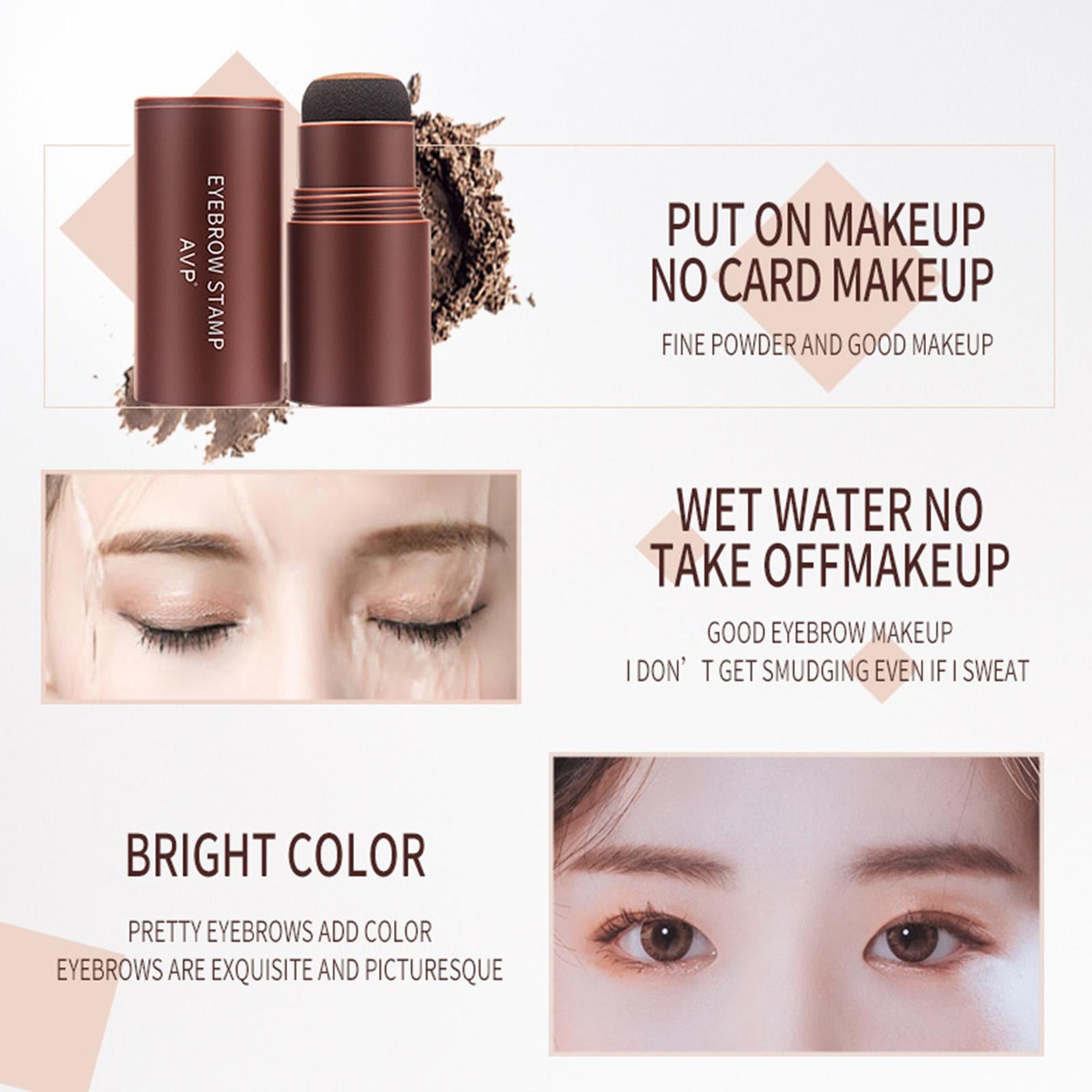 2xEyebrow Stamp Stencil Kit Eyebrow Stamp Shaping Kit for Girls Starters Women Light Brown