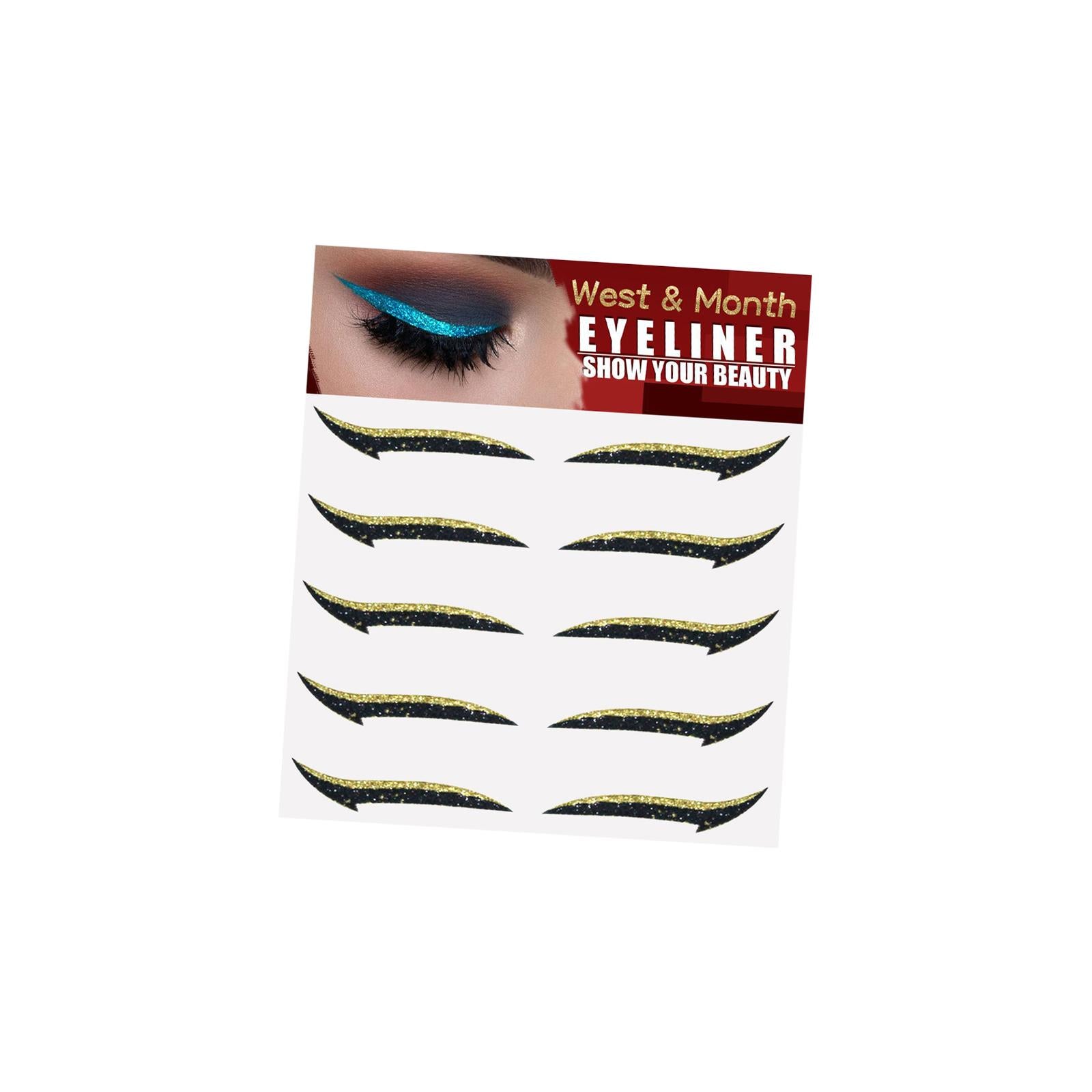 3x5 Pair of Self Stick Reusable Quick Makeup Tool for Daily Wear Parties Dance Gold