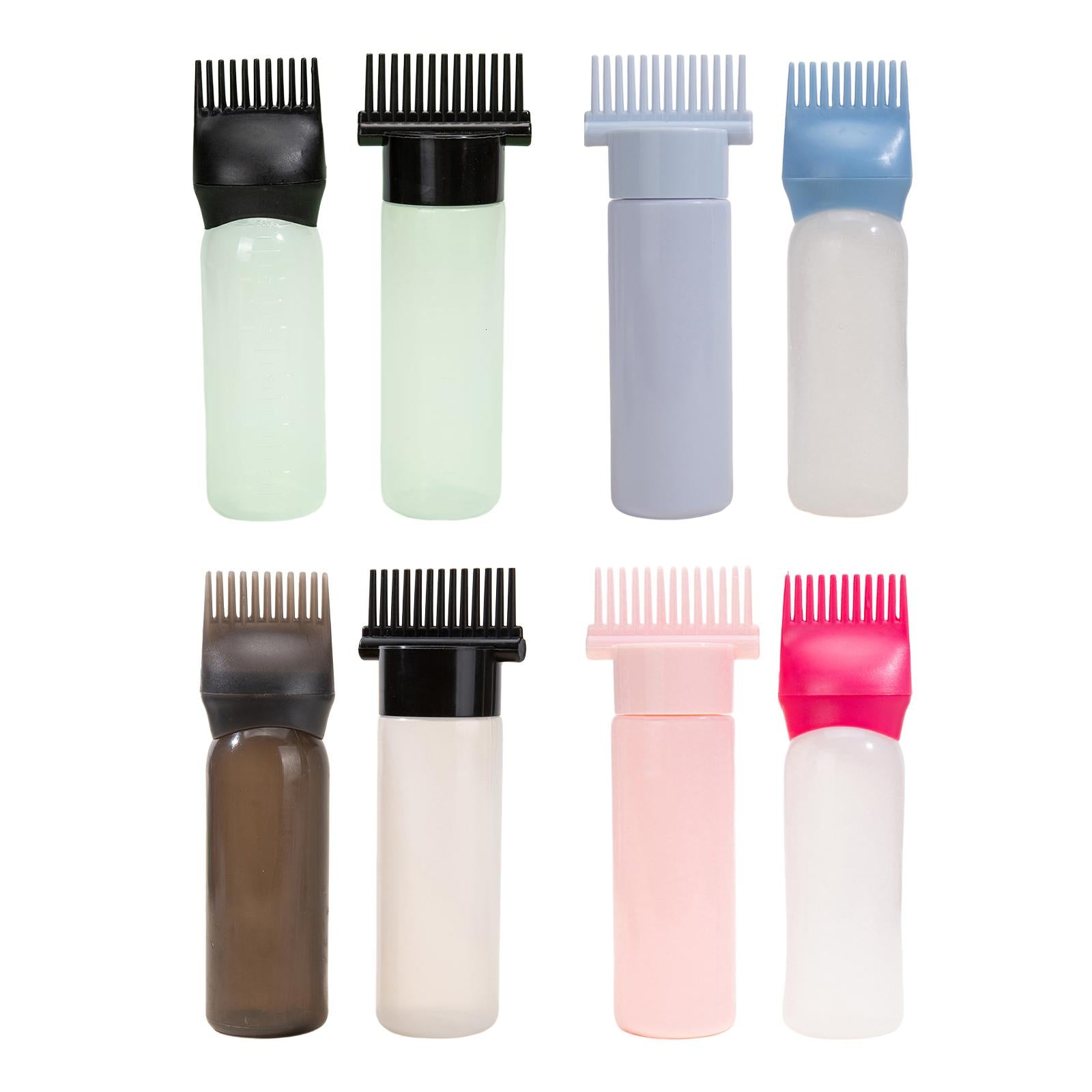4x2x Root Comb Applicator Bottles Hair Dye Bottle Applicator Brushes for Salon Black
