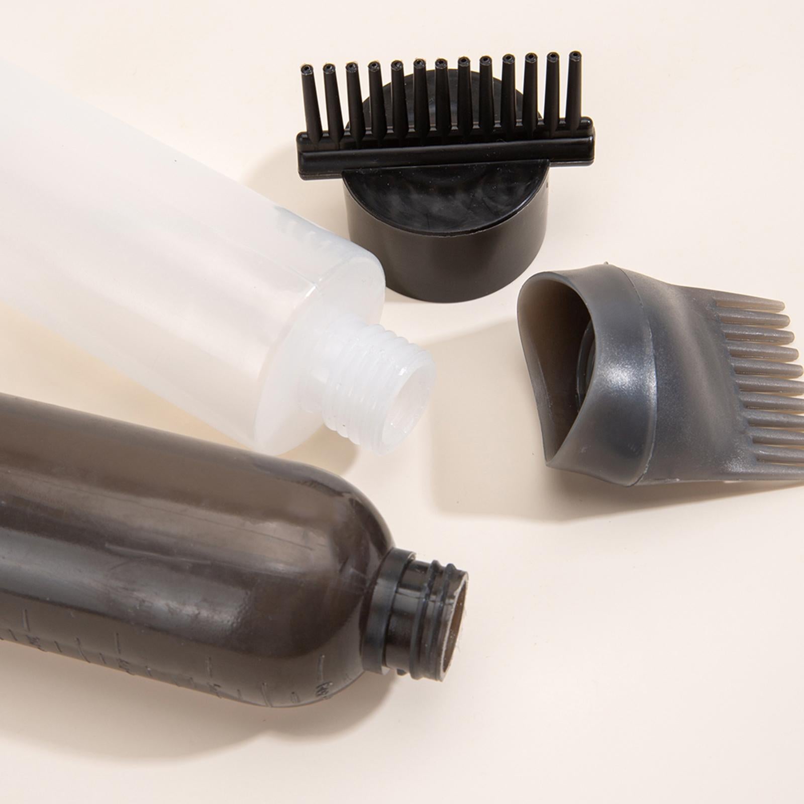 4x2x Root Comb Applicator Bottles Hair Dye Bottle Applicator Brushes for Salon Black