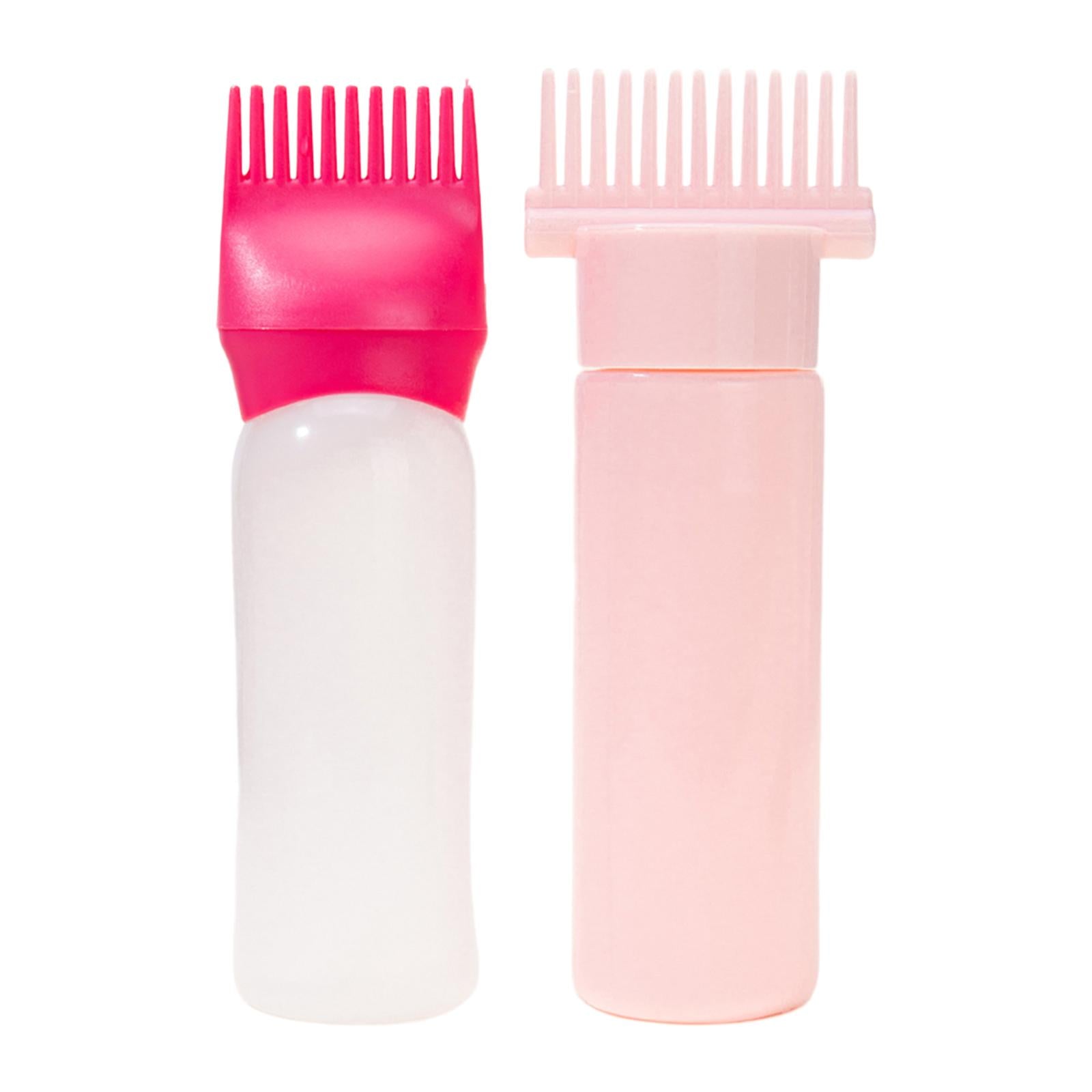 3x2x Root Comb Applicator Bottles Hair Dye Bottle Applicator Brushes for Salon Pink