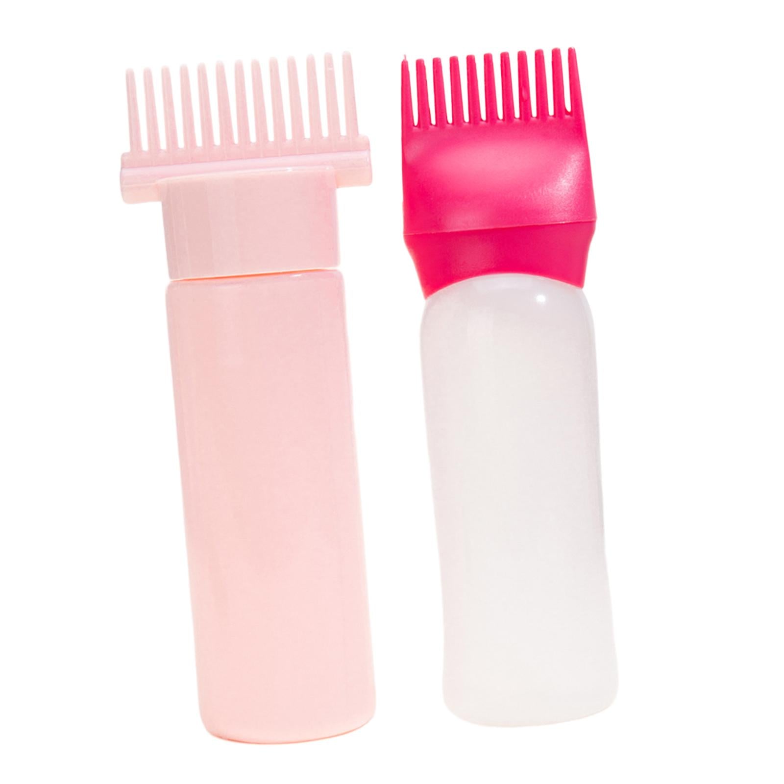 2x2x Root Comb Applicator Bottles Hair Dye Bottle Applicator Brushes for Salon Pink