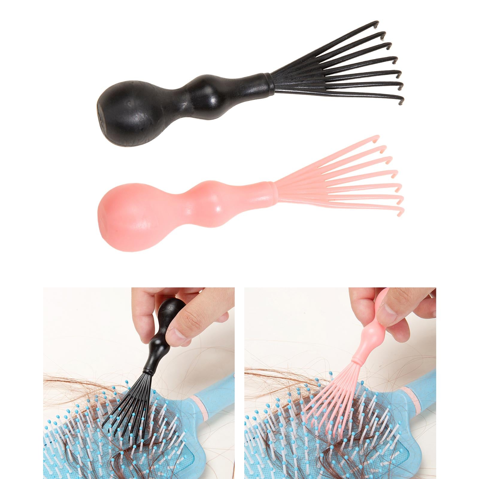 4xHair Comb Cleaning Tool Metal Wire Removing Comb Hair Dust Comb Hair Remover Black