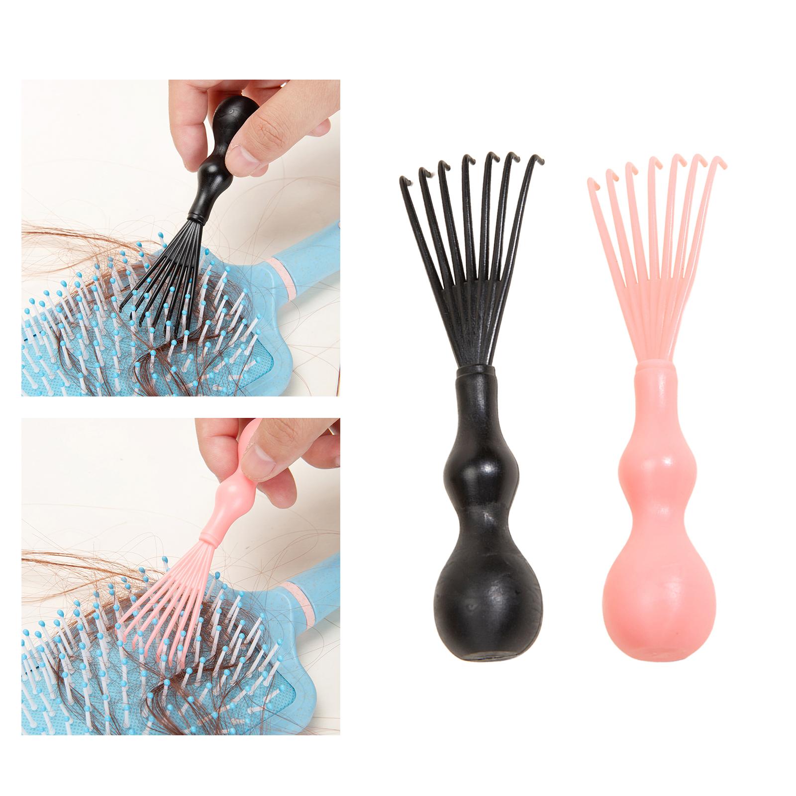 4xHair Comb Cleaning Tool Metal Wire Removing Comb Hair Dust Comb Hair Remover Black