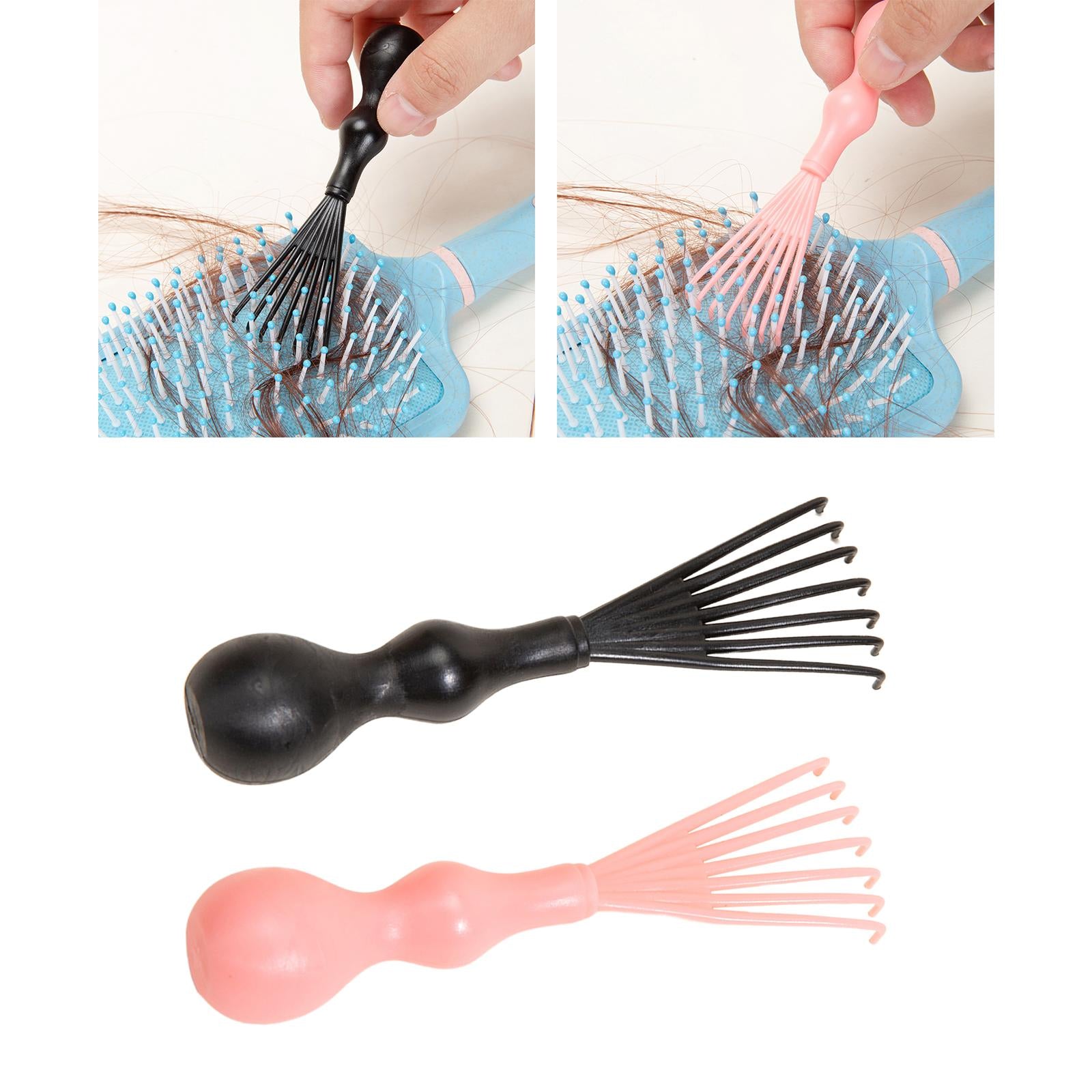 2xHair Comb Cleaning Tool Metal Wire Removing Comb Hair Dust Comb Hair Remover Black