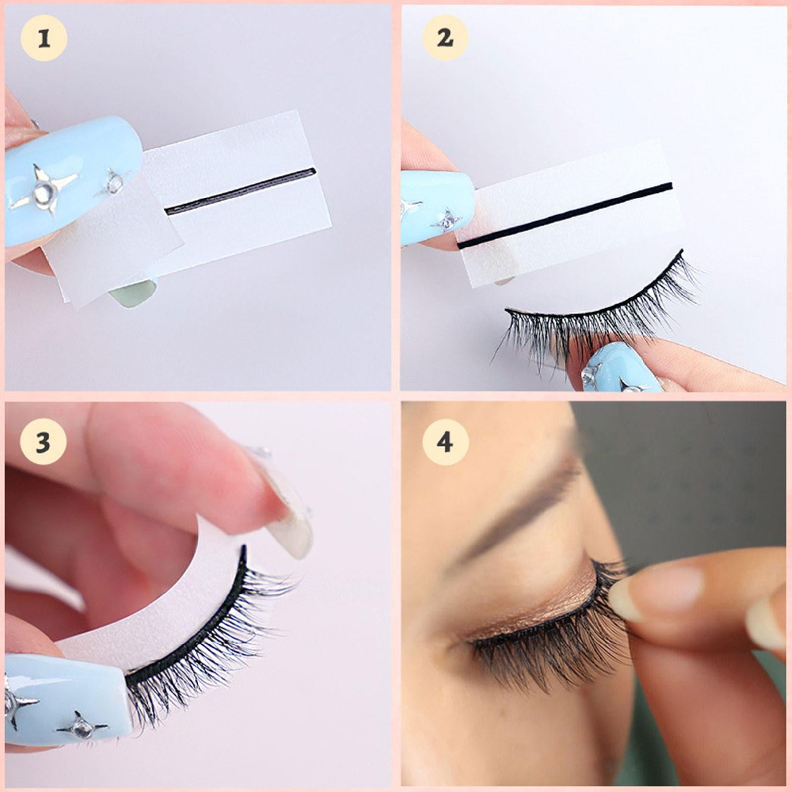3xSelf Adhesive Lash Strips for False Eyelashes Reusable Black for Girls Women 40 Pieces
