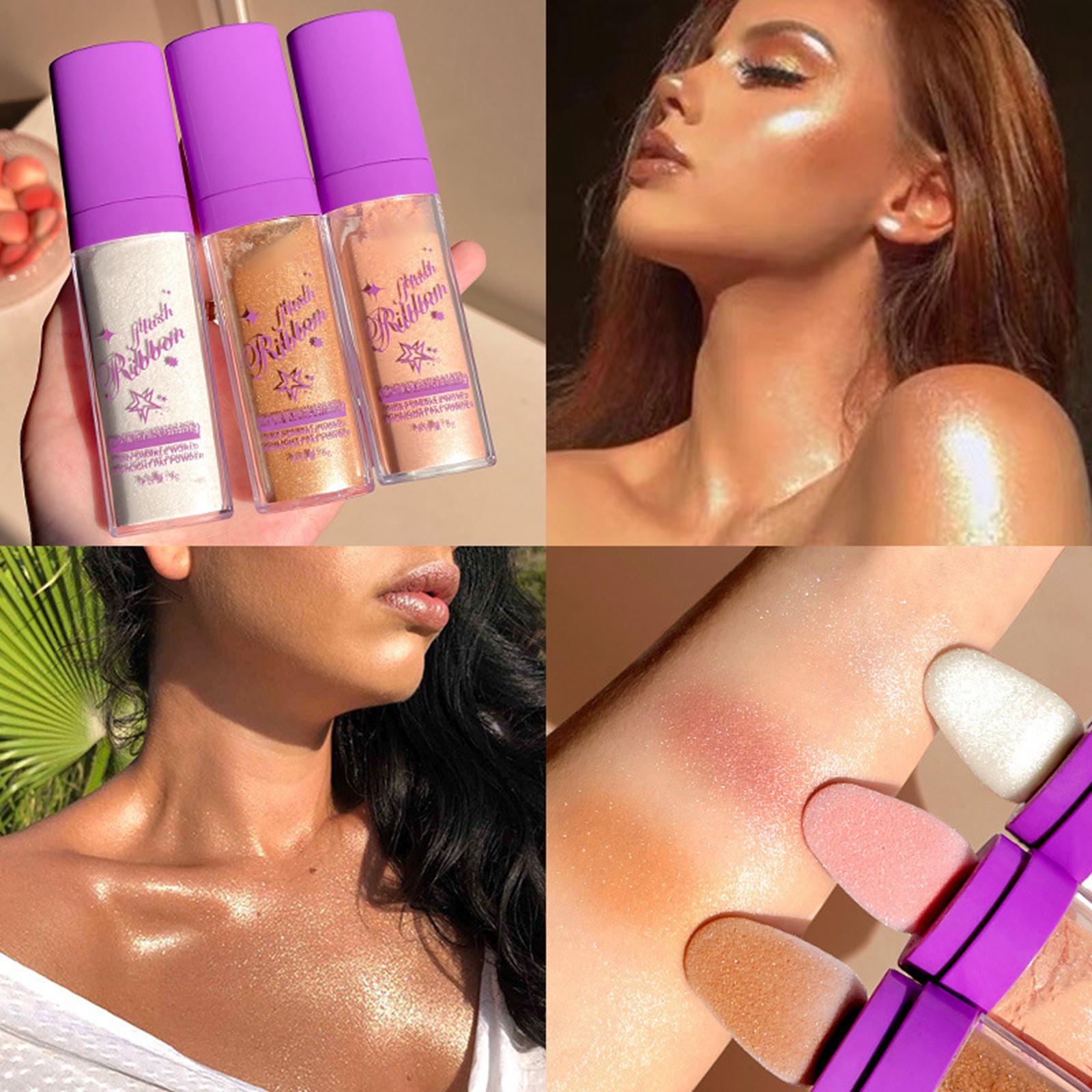 3xBrightener Stick Fairy Cosmetics Glow Smooth Body Glitter for Face Body pink