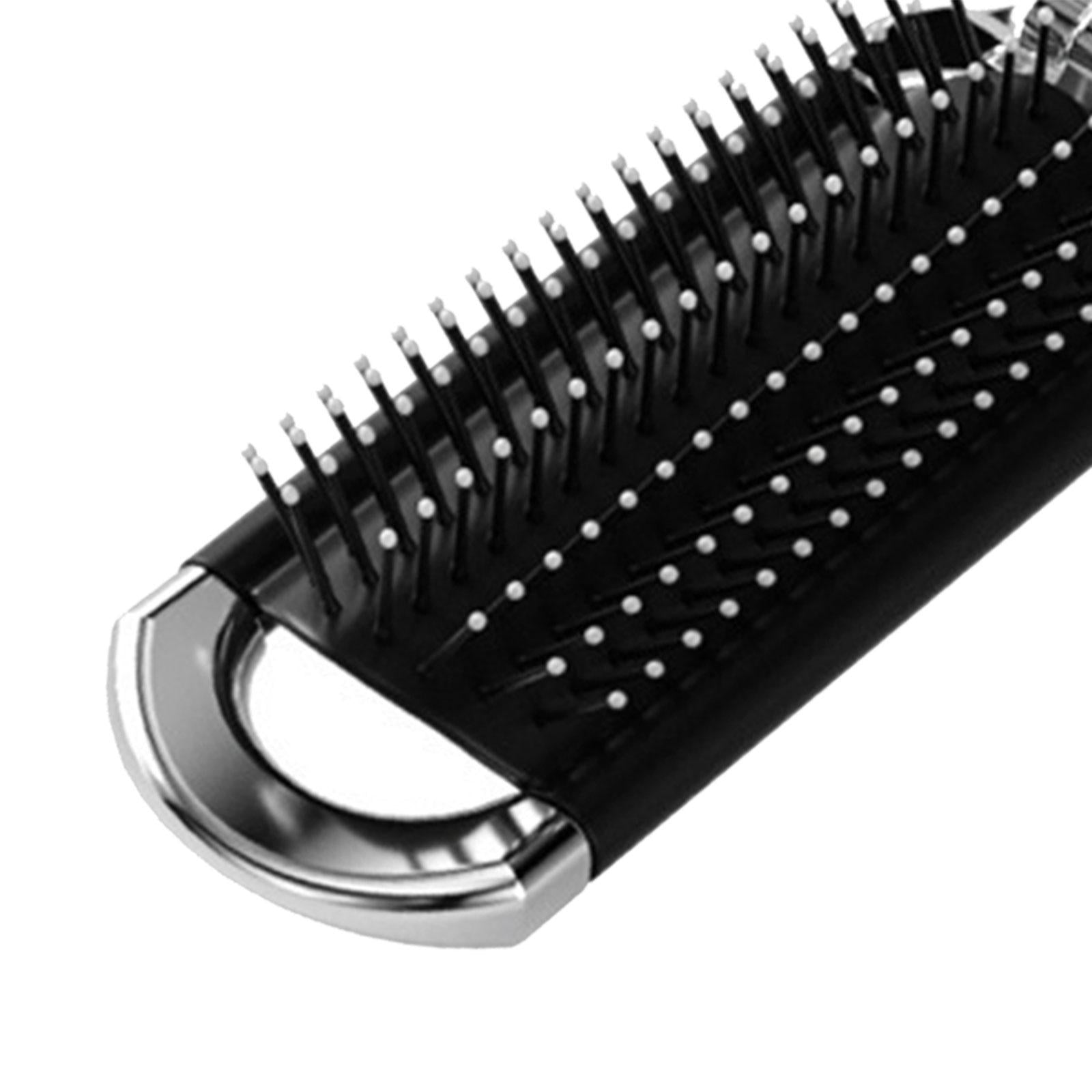 4xFolding Hair Brush with Mirror Portable Travel Hair Brush for Gym Car