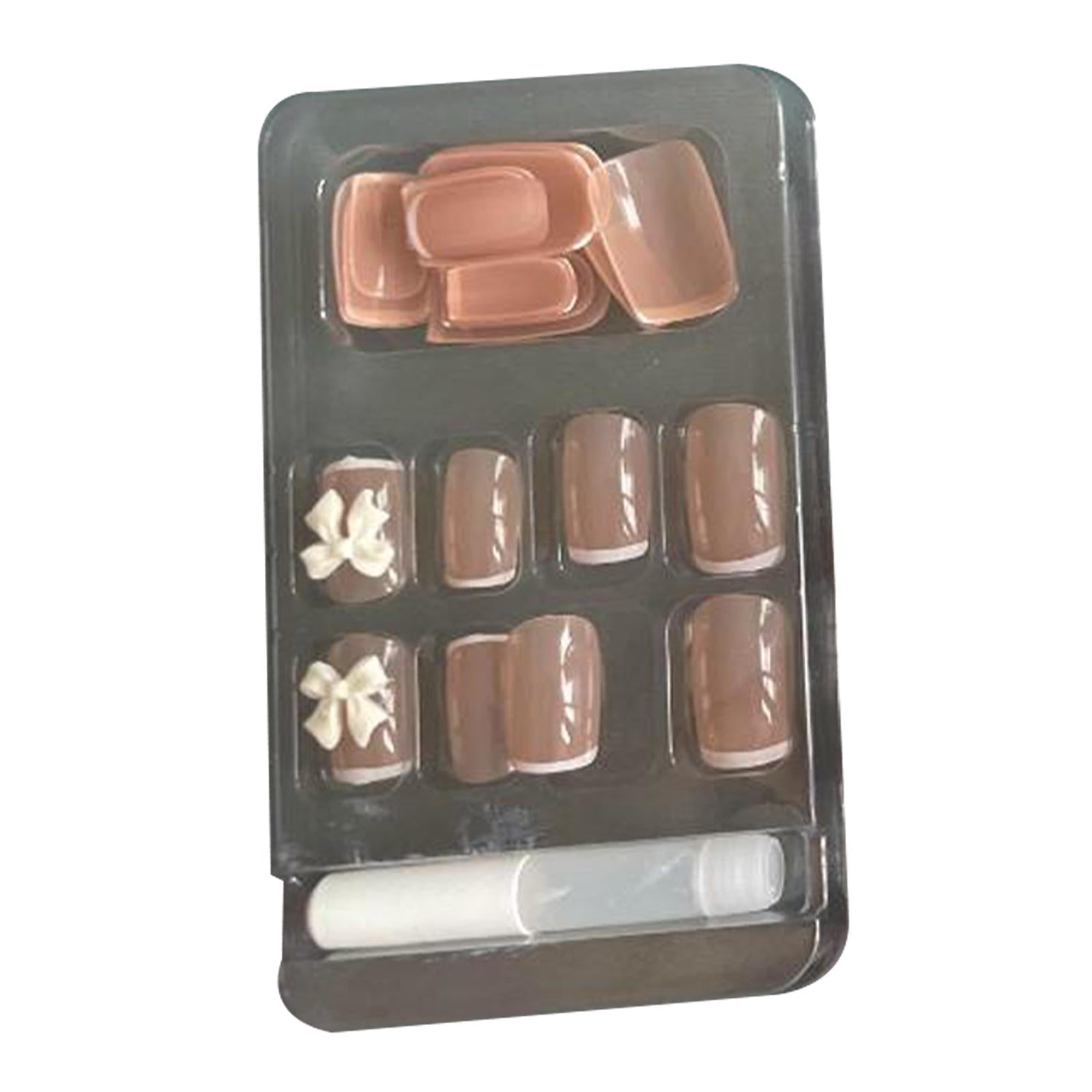 2xPress on Nails with Adhesive Tabs and Nail File 24 Fake Nails for Women Nude Color