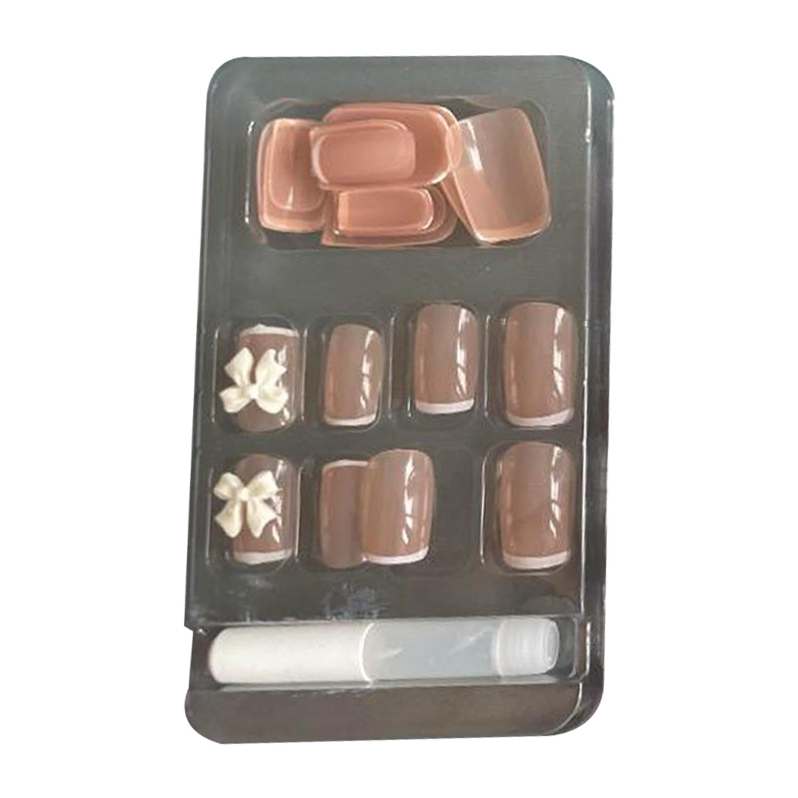 4xPress on Nails with Adhesive Tabs and Nail File 24 Fake Nails for Women Nude Color