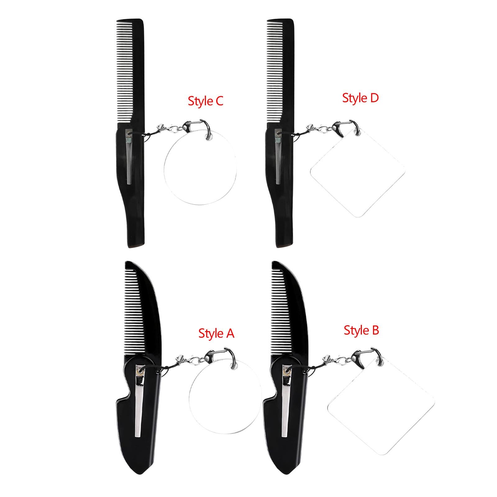 3xBeard Folding Comb Portable Easy to Handle Accessory Easy to Use with Mirror Style A