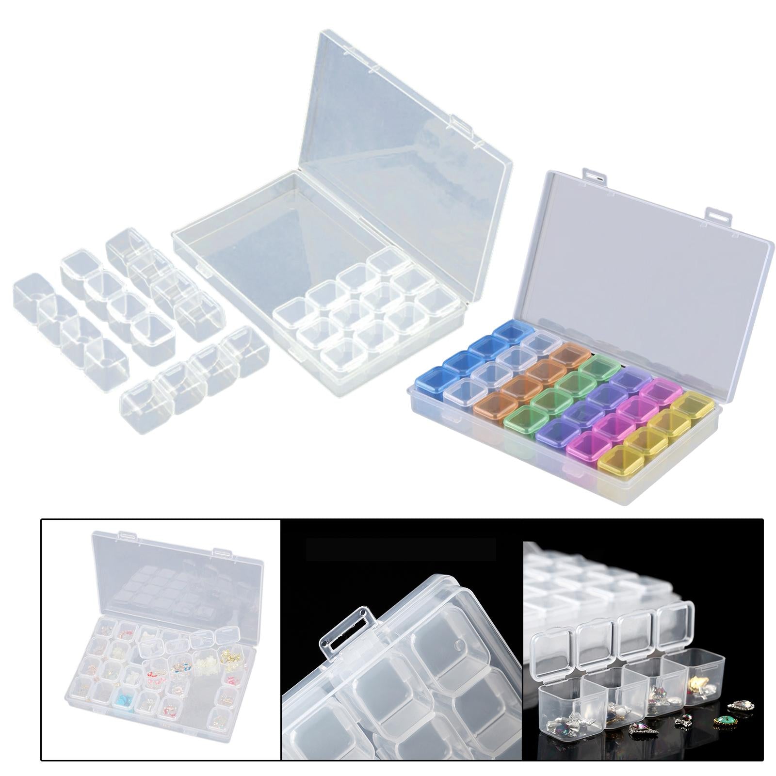 4x28 Grids Organizer Box Manicure Tool for Nail Art Jewelry Making Small Parts transparent