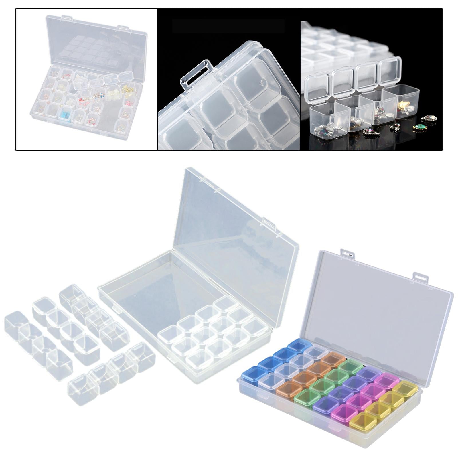 4x28 Grids Organizer Box Manicure Tool for Nail Art Jewelry Making Small Parts transparent
