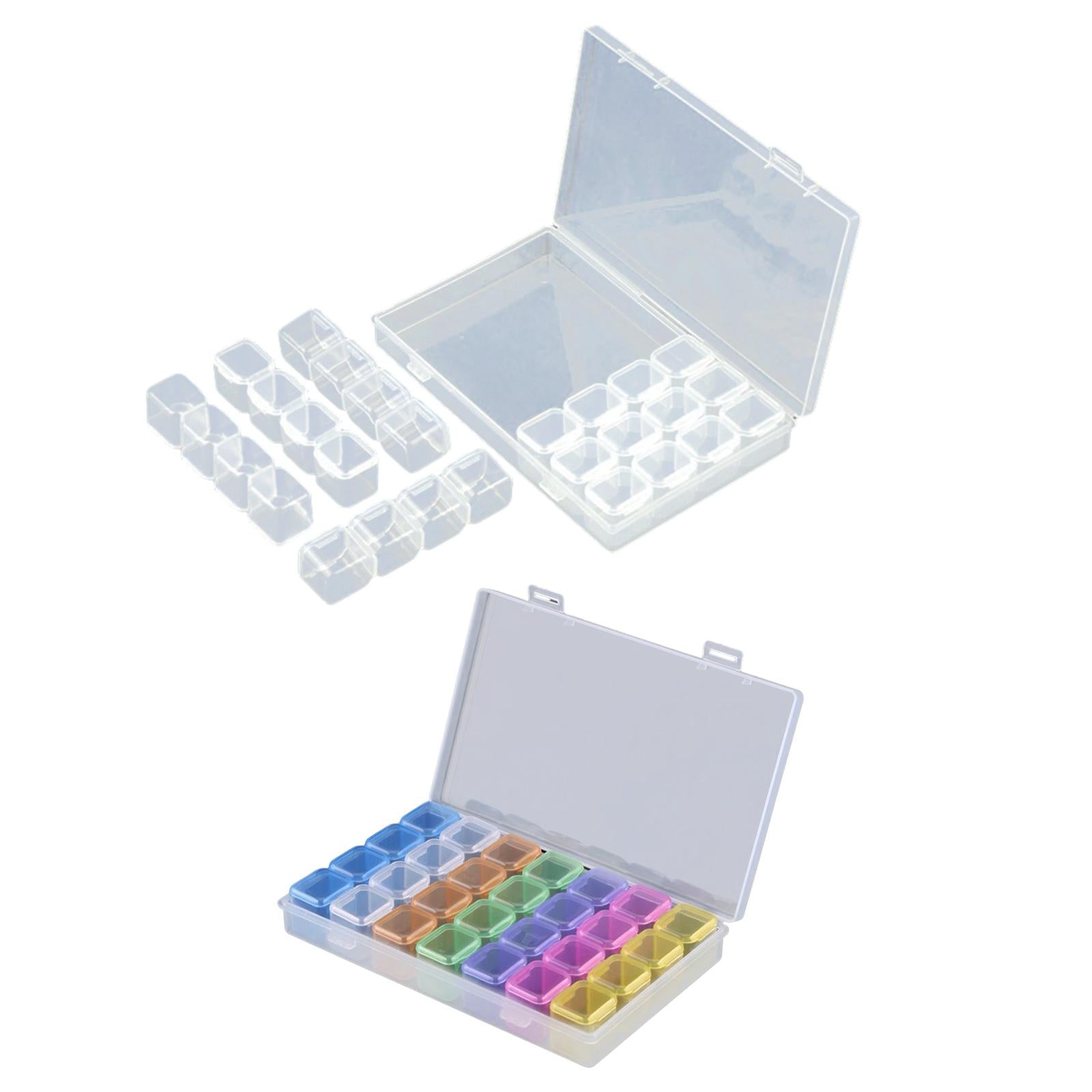 3x28 Grids Organizer Box Manicure Tool for Nail Art Jewelry Making Small Parts transparent