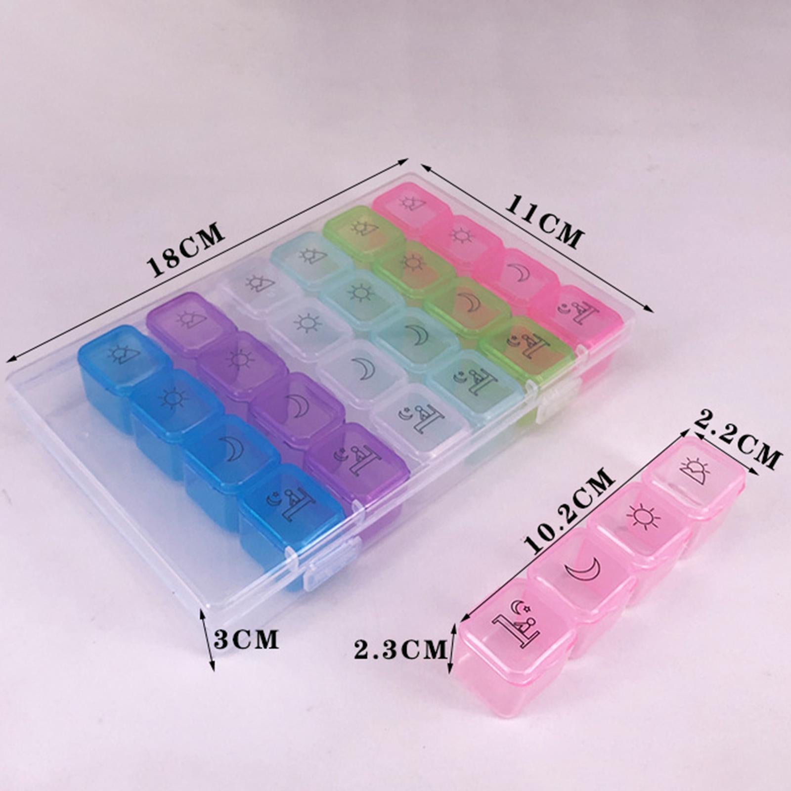 4xWeekly Pill Box Organiser 7 Day Large Pill Container for Supplements Vitamin