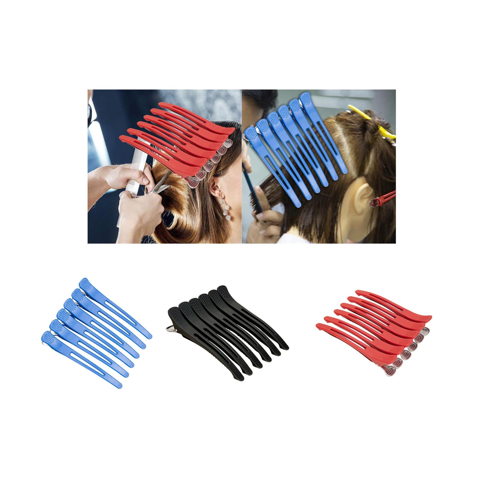 3x6Pcs Alligator Hair Barrettes for Hair Drying Women Men Hair Extensions Blue