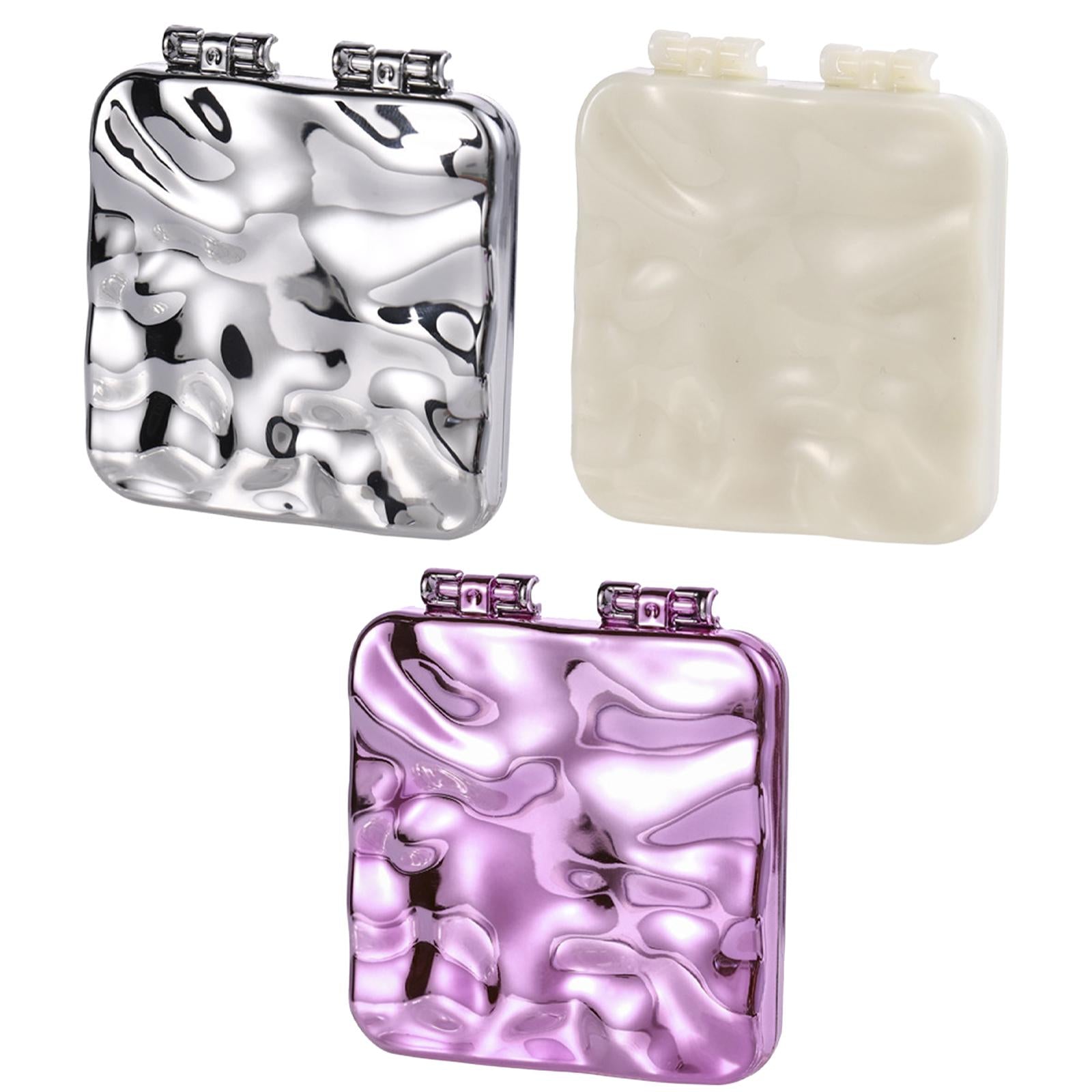 2xCompact Mirror Double Sided Small Vanity Mirror for Shopping Daily Work Purple