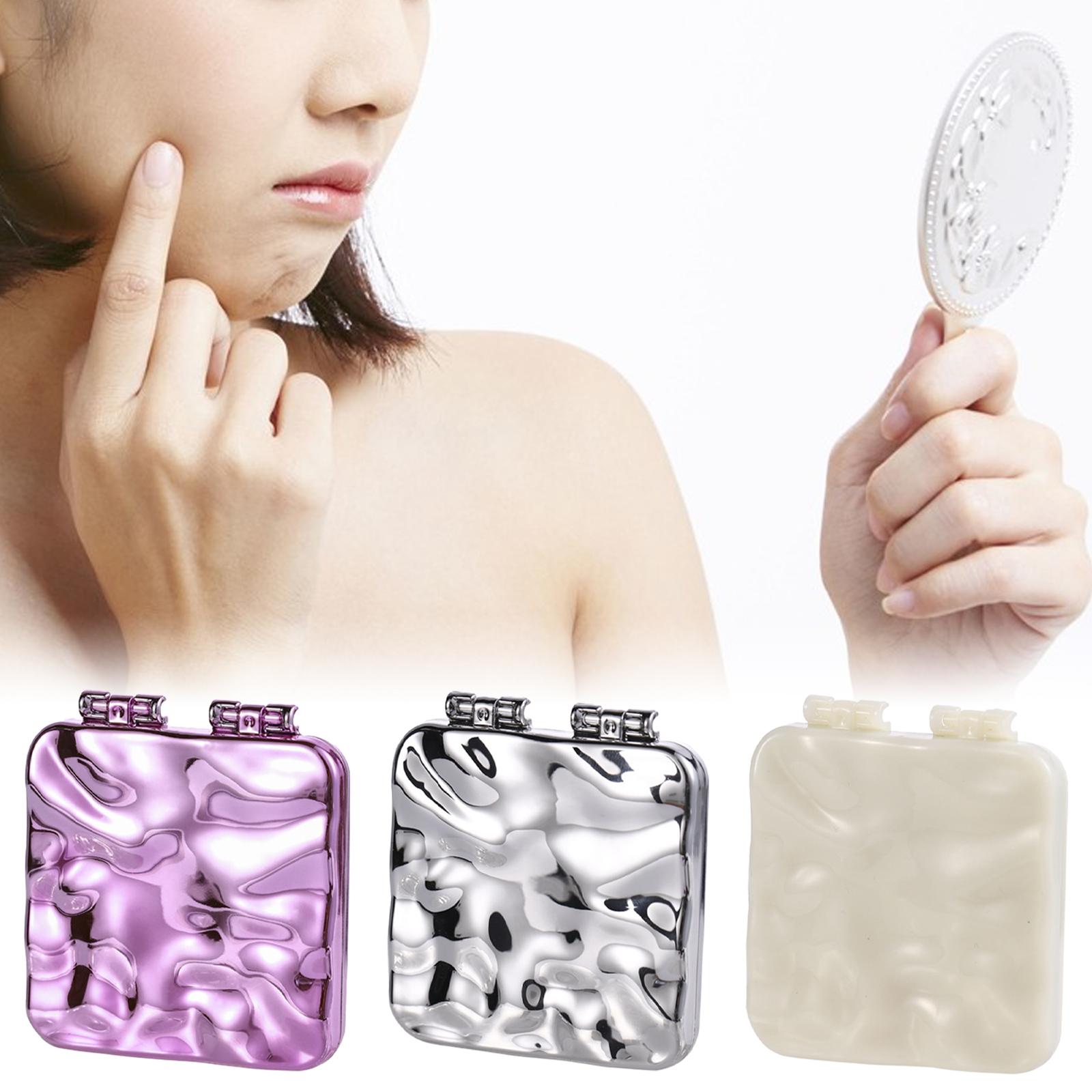 2xCompact Mirror Double Sided Small Vanity Mirror for Shopping Daily Work Purple