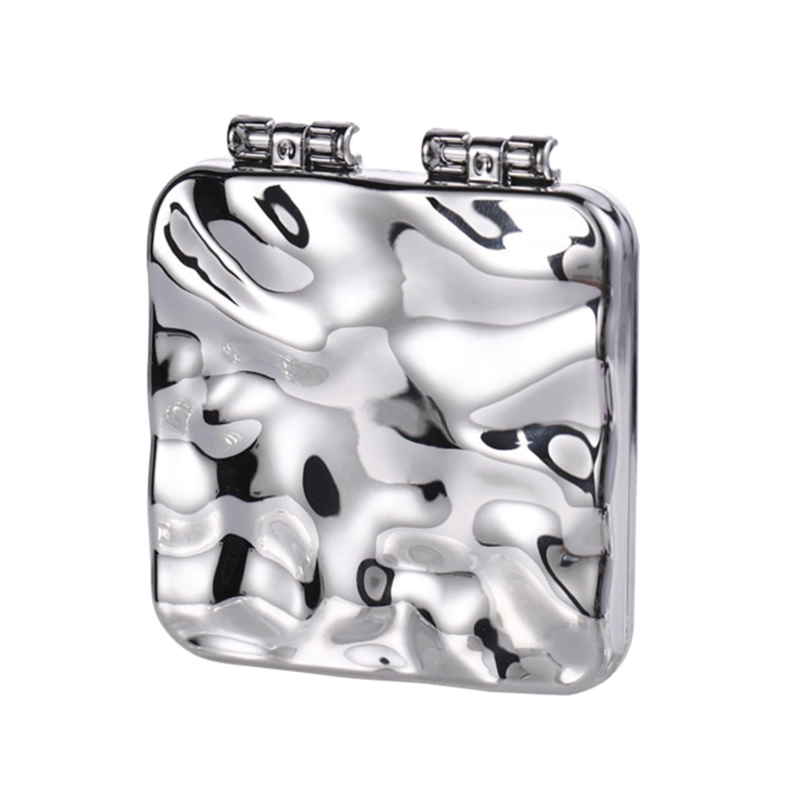 3xCompact Mirror Double Sided Small Vanity Mirror for Shopping Daily Work Silver