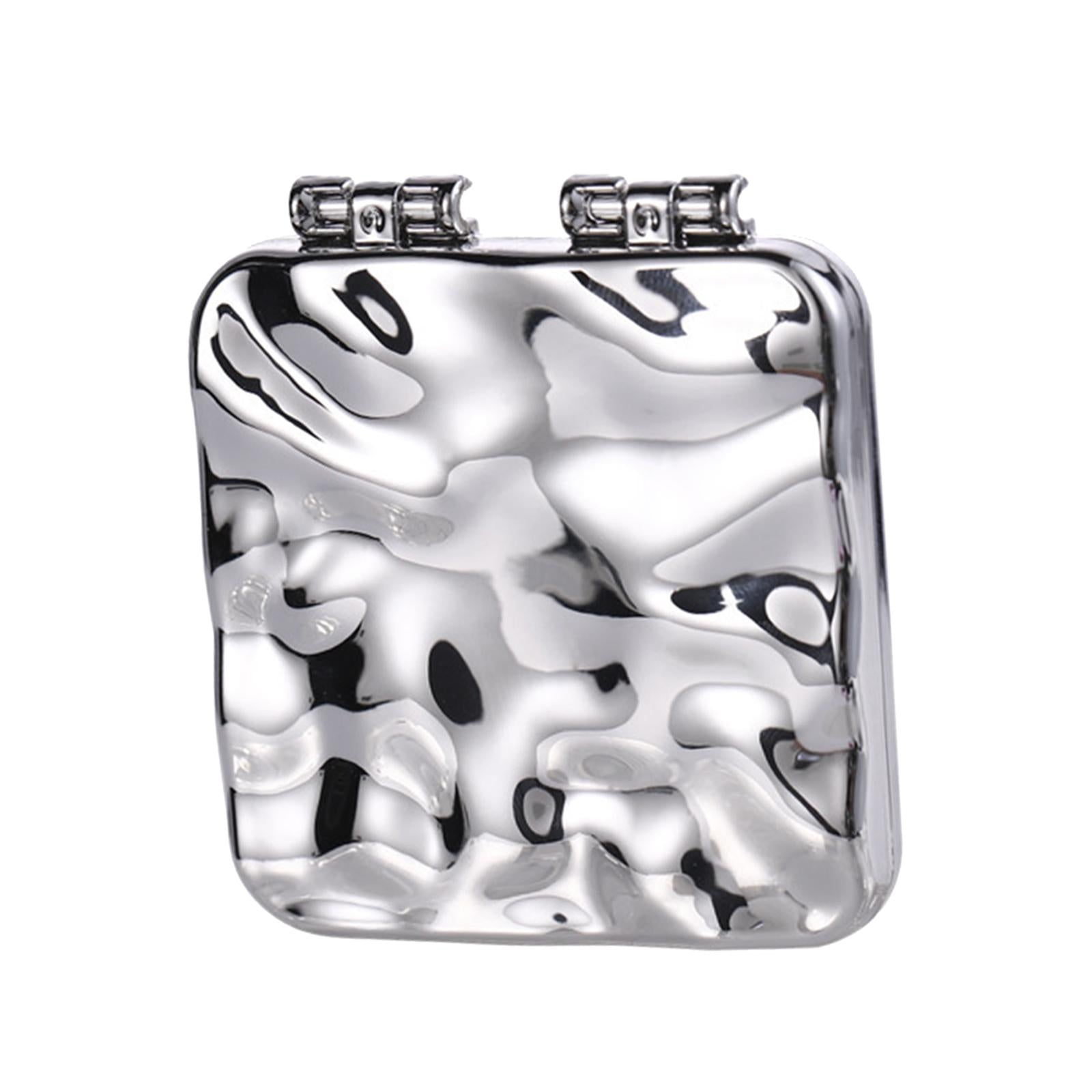 4xCompact Mirror Double Sided Small Vanity Mirror for Shopping Daily Work Silver