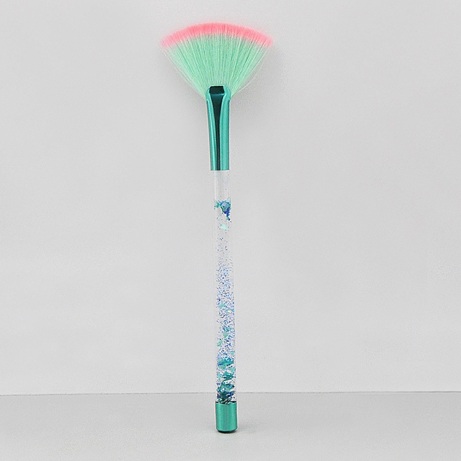 2xFan Makeup Brush Durable Makeup Loose Powder Brush for Women Girlfriend Lady Green