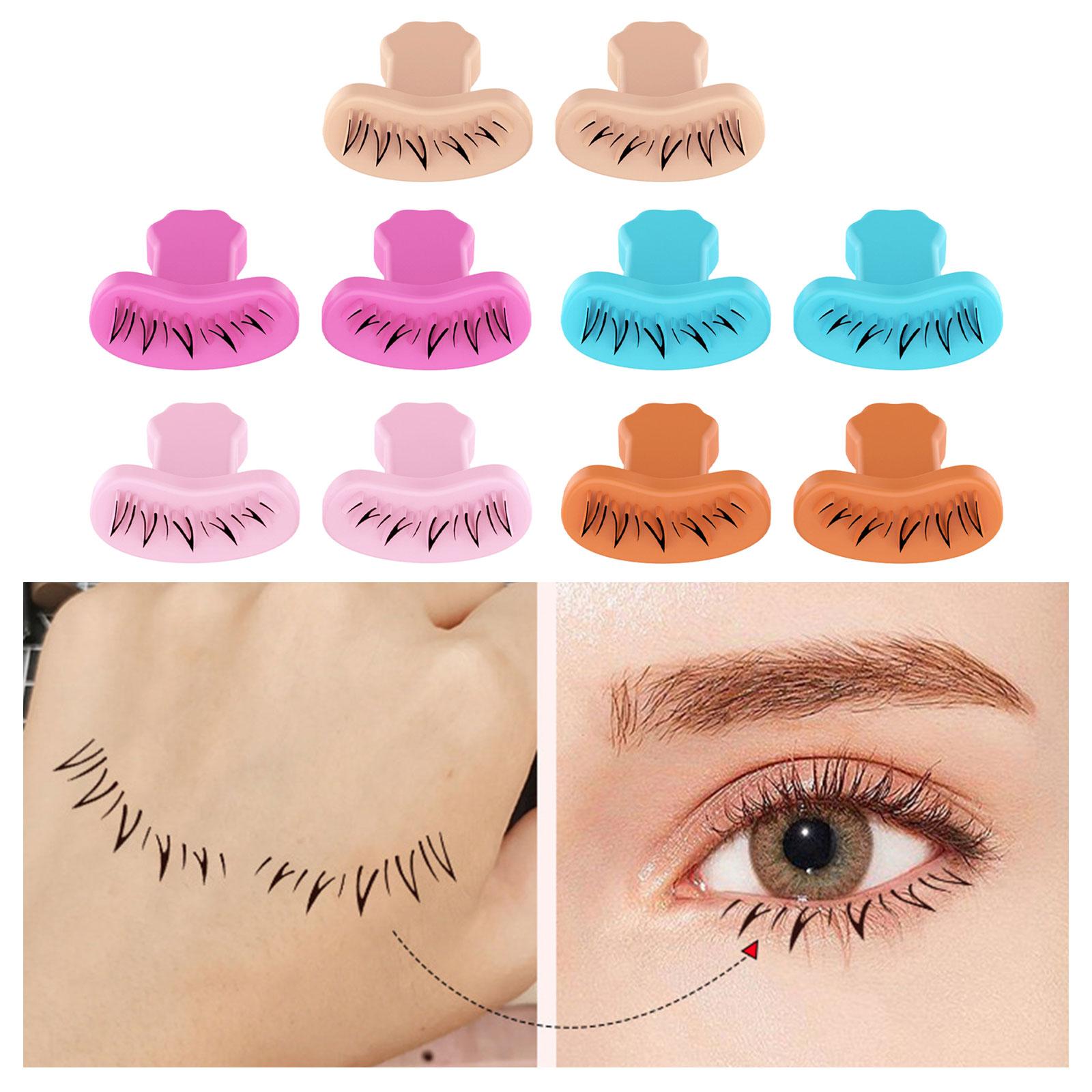 2x2x Eyelash Stamps Stencil with Handle Lazy DIY Lower Lashes Eyelash Template Skin color