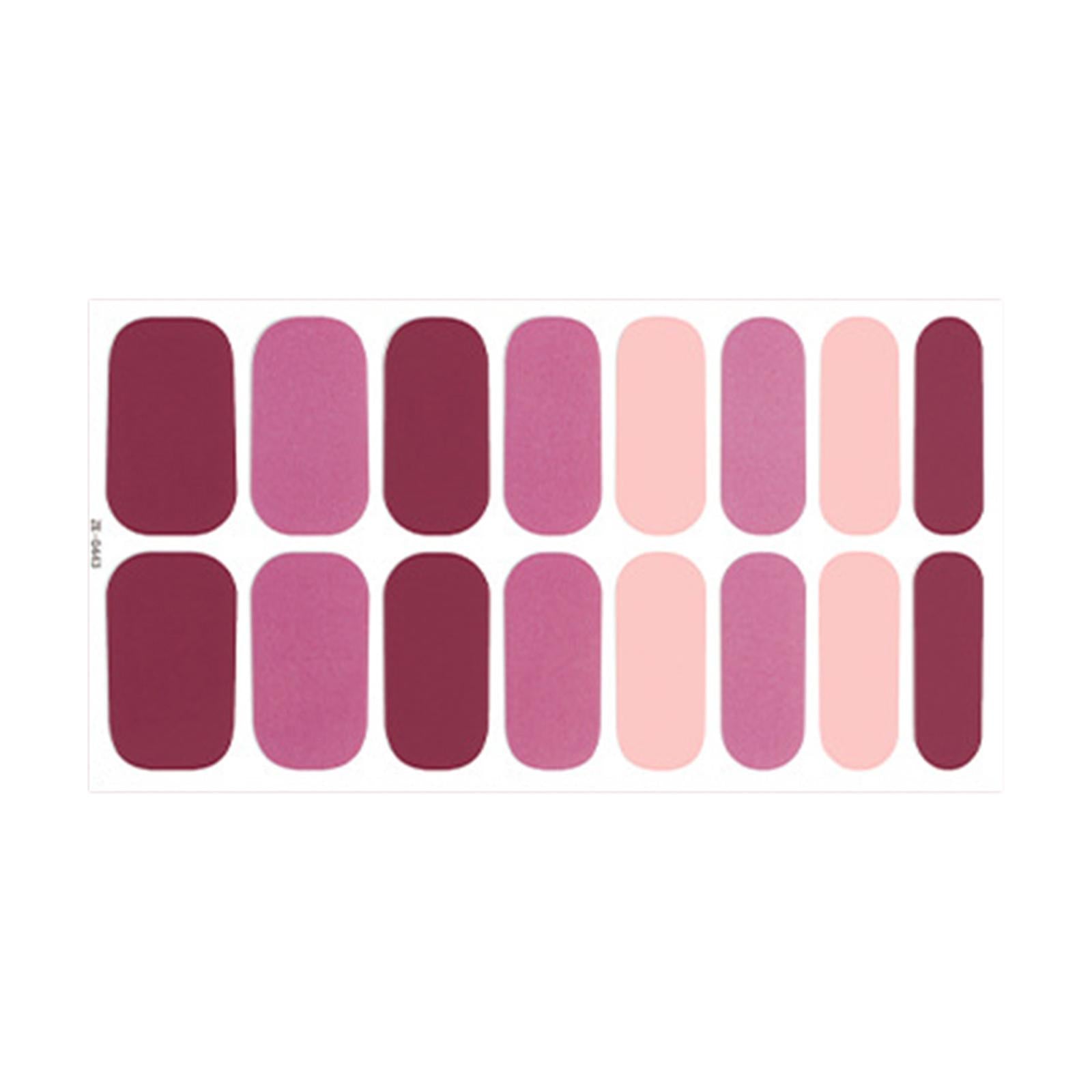 4x16 Pieces Cured Gel Nail Strips Self Adhesives Gel Nail Wrap Stickers Decals Style E